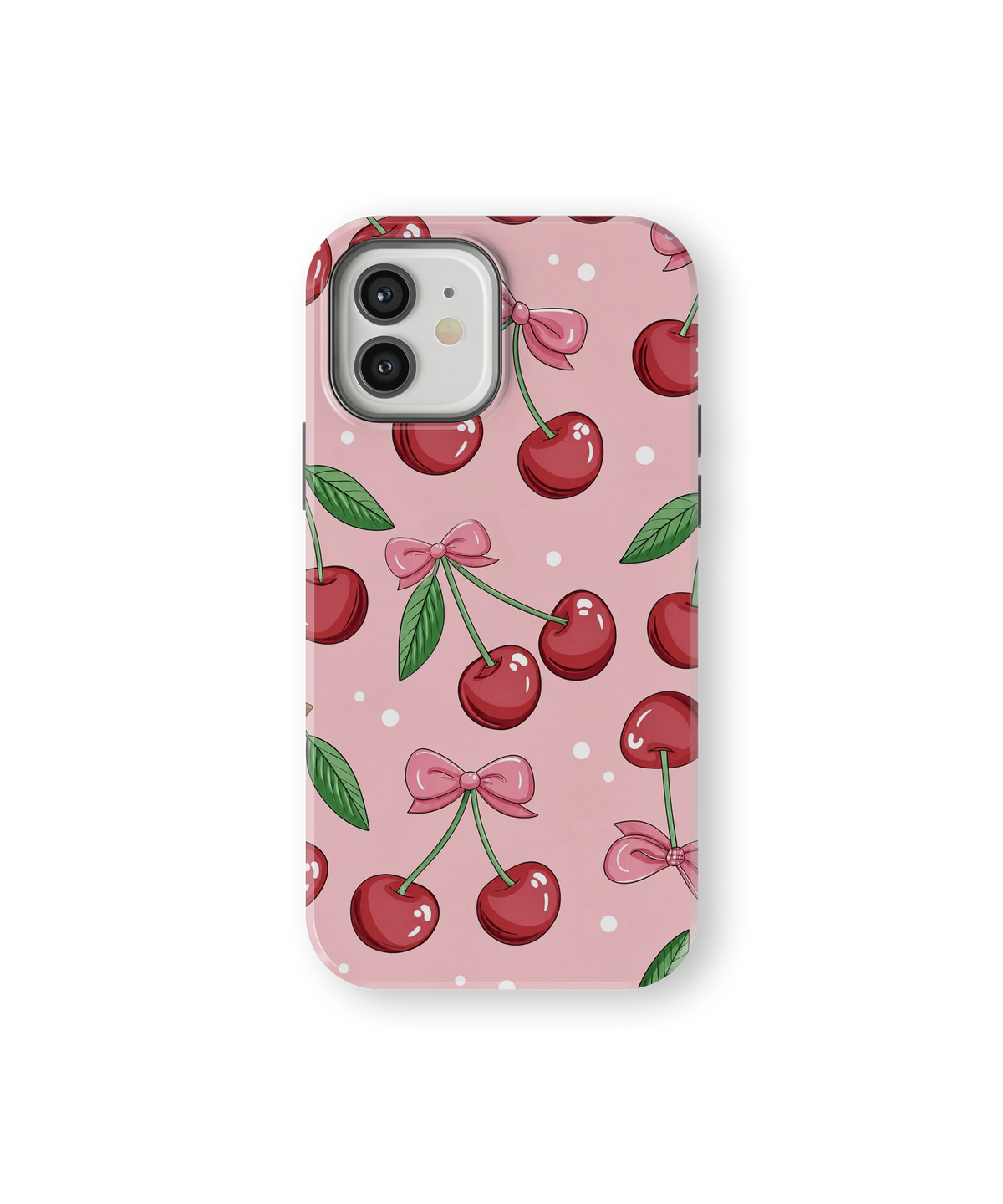 Coque iPhone – Design Cerises & Nœuds
