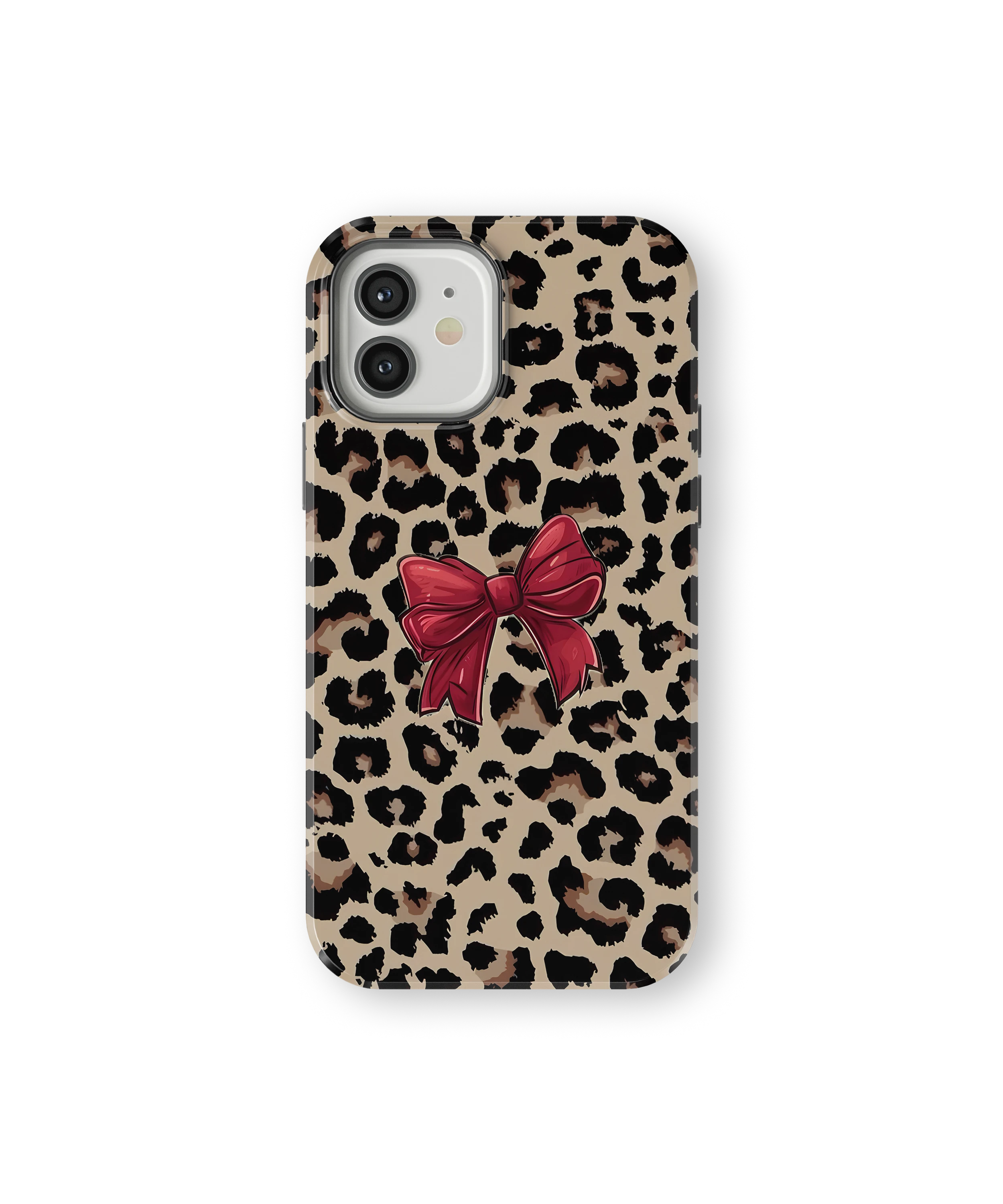 Coque iPhone – Léopard Chic avec Nœud Rouge
