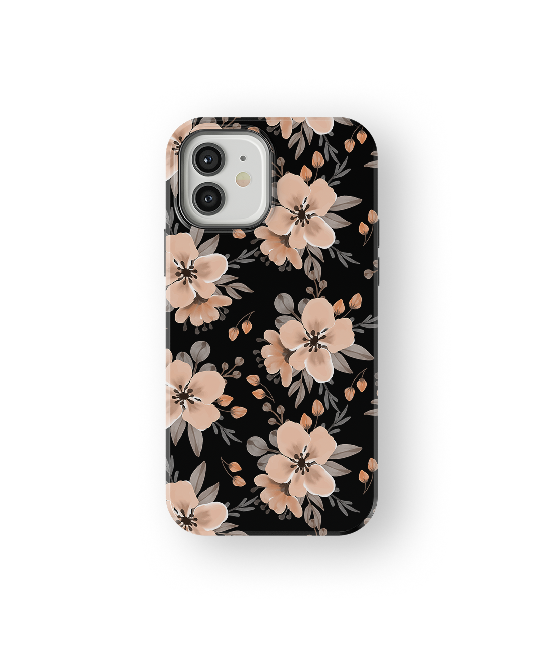 Coque iPhone – Design Floral Élégant Noir & Beige