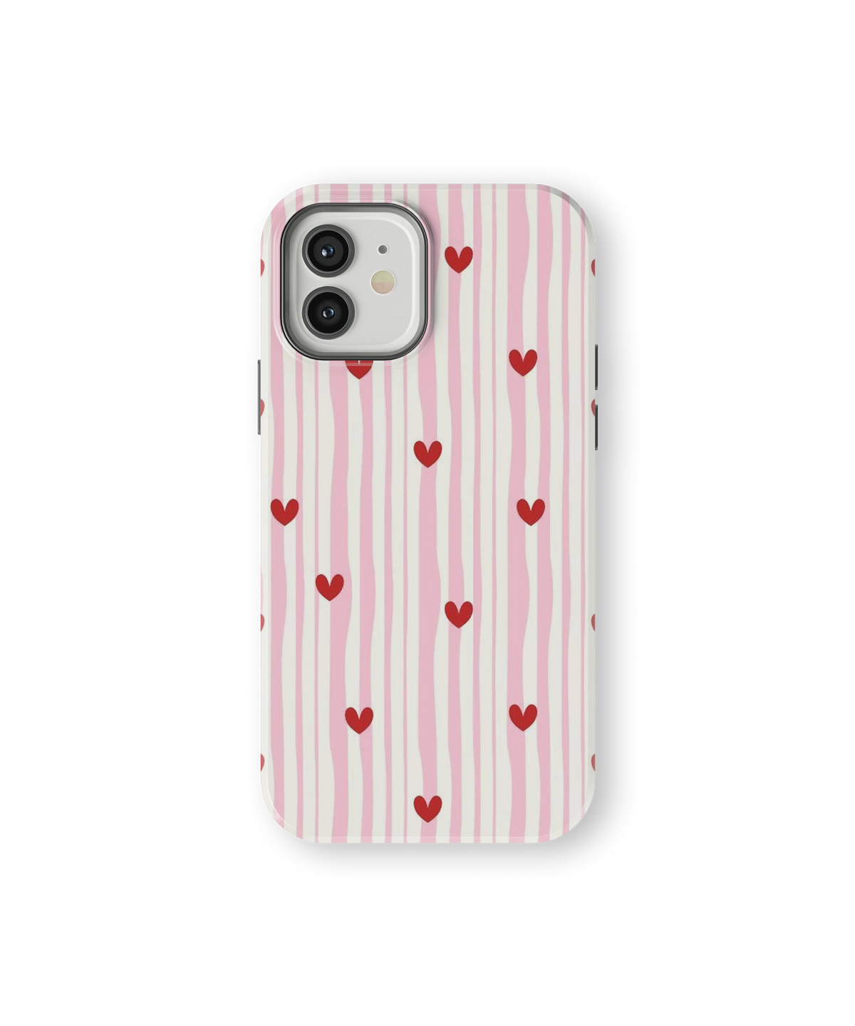 Coque iPhone – Design Rayures Cœurs Pastel