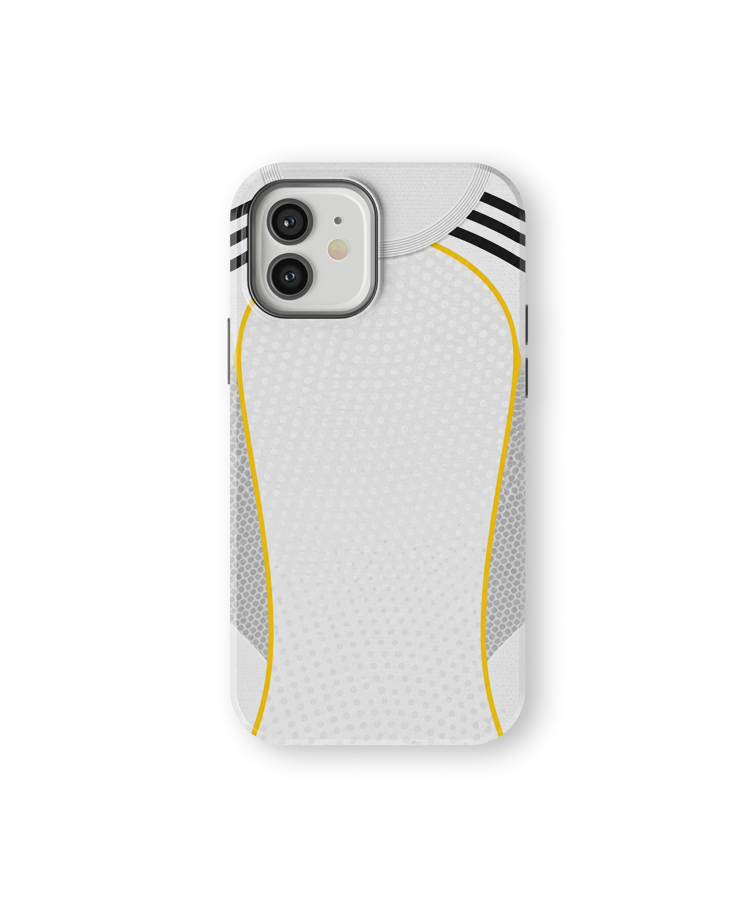 Coque iPhone – Style Maillot Real Madrid (Blanc & Or)