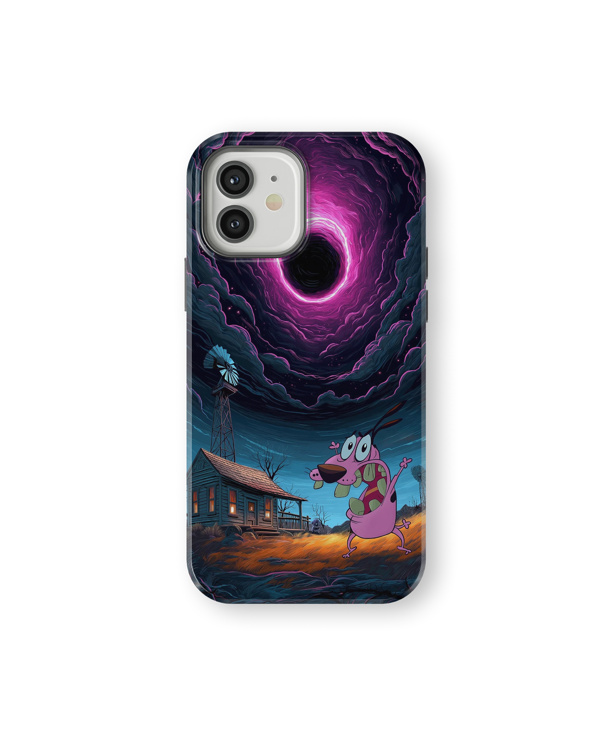 Coque iPhone Courage – Design Vortex Rose | Courage le chien froussard