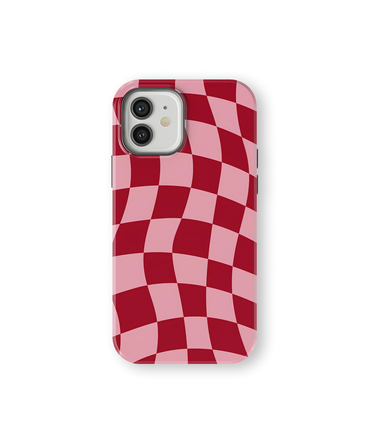 Coque iPhone – Design Damier Rouge & Rose