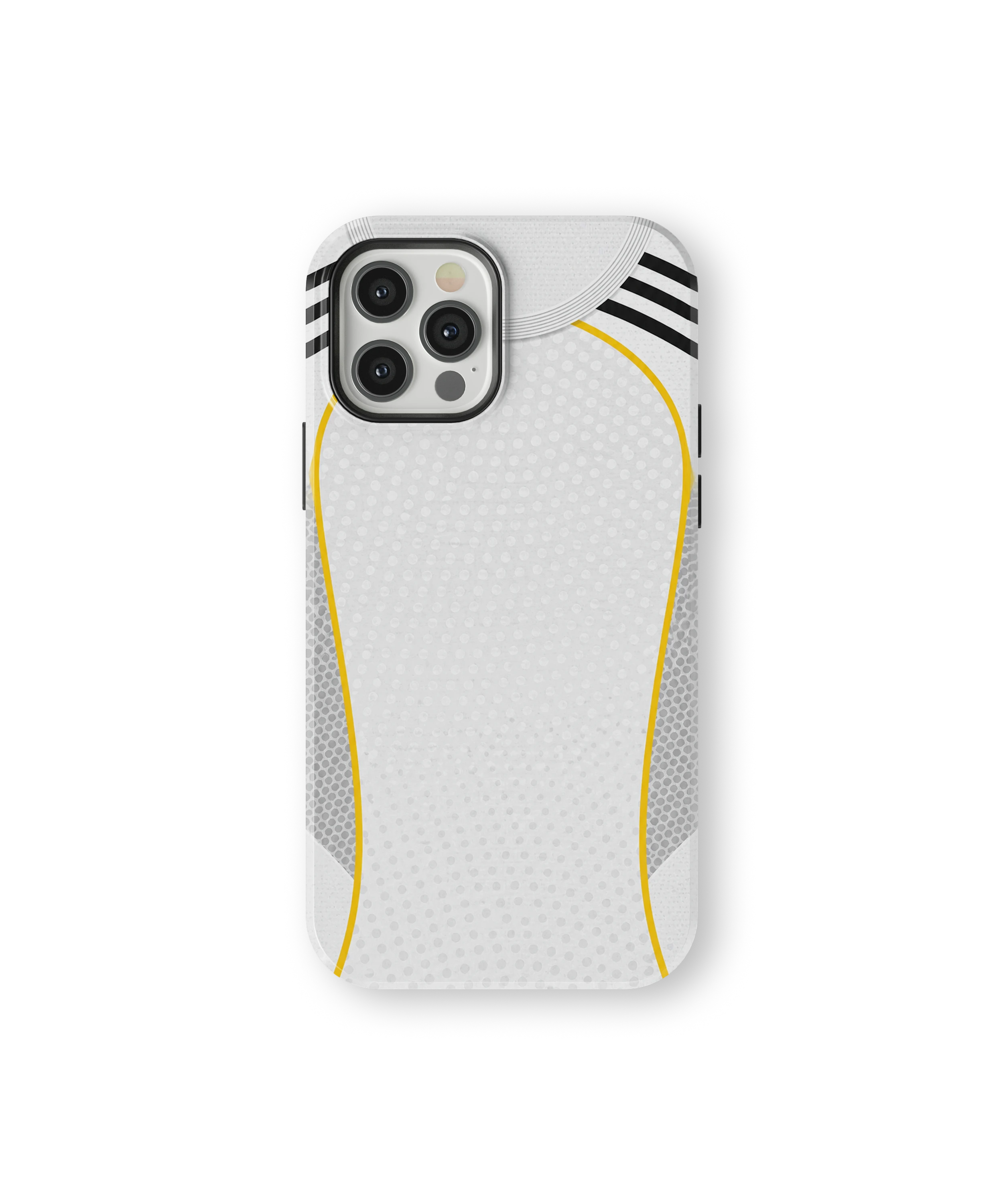 Coque iPhone – Style Maillot Real Madrid (Blanc & Or)