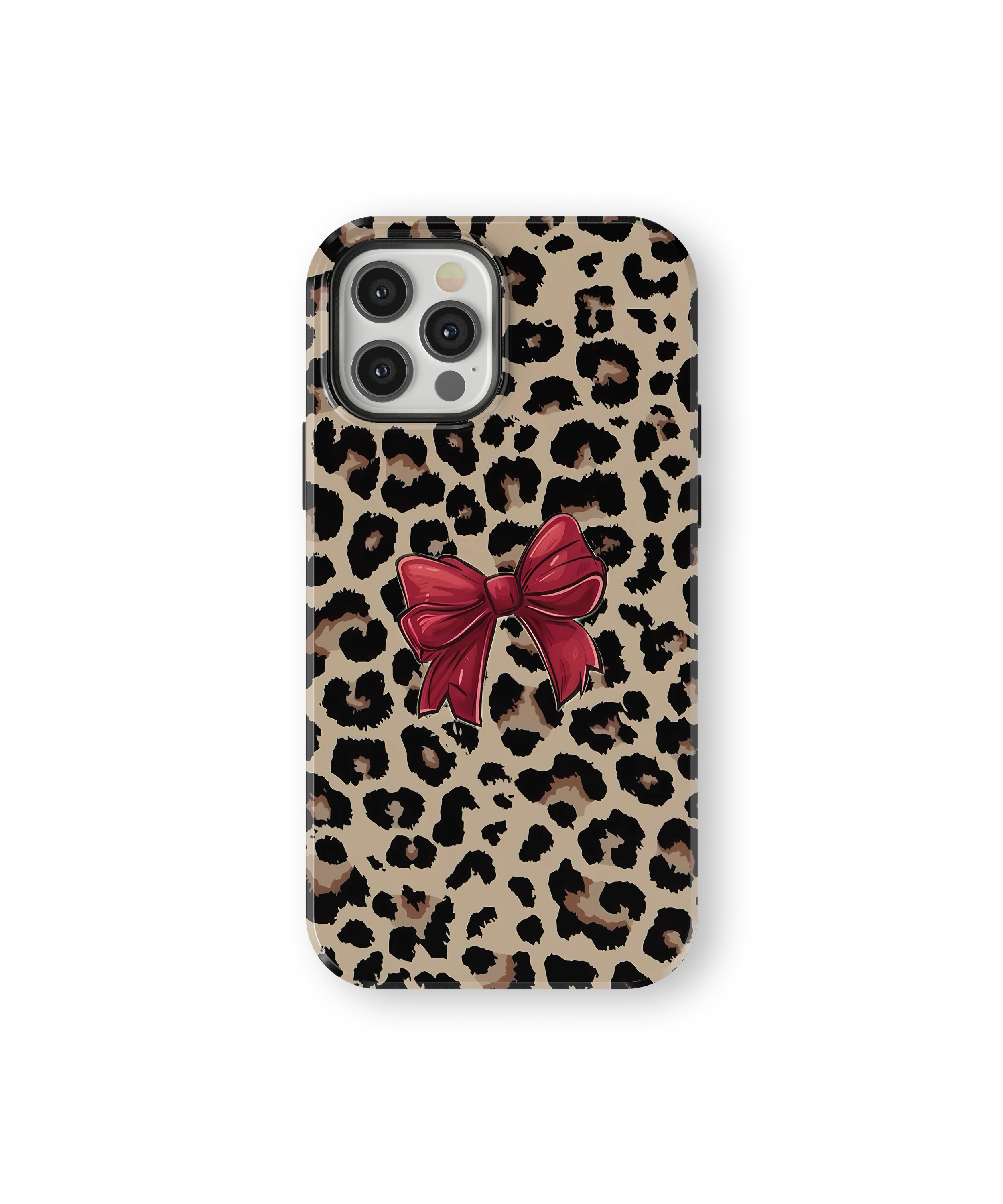 Coque iPhone – Léopard Chic avec Nœud Rouge