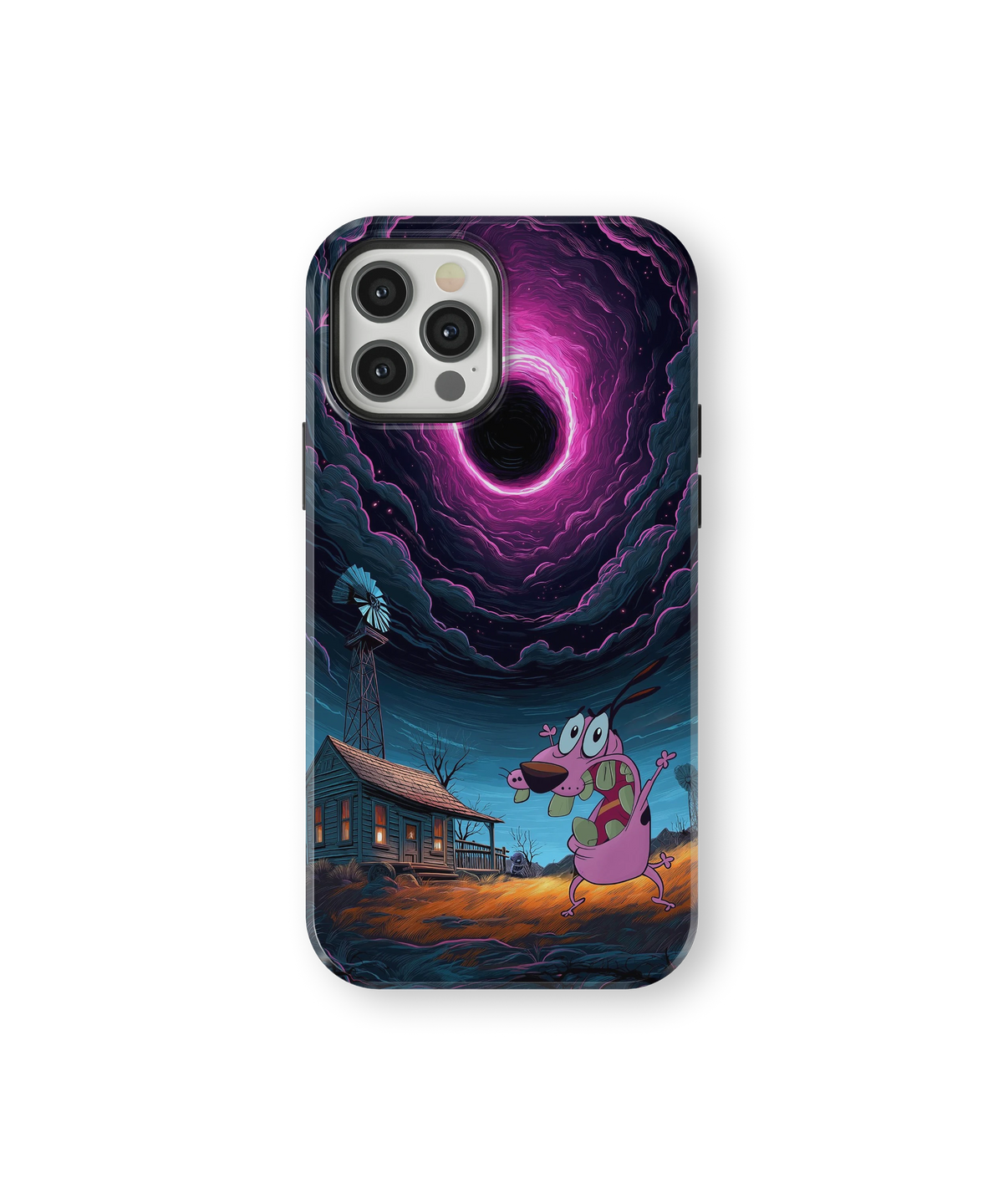 Coque iPhone Courage – Design Vortex Rose | Courage le chien froussard