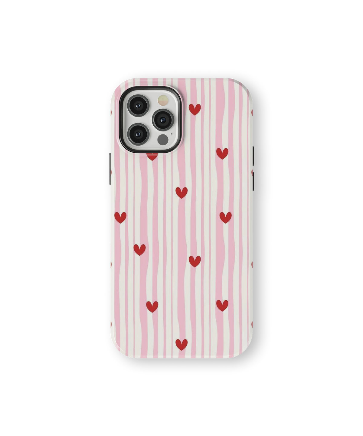 Coque iPhone – Design Rayures Cœurs Pastel