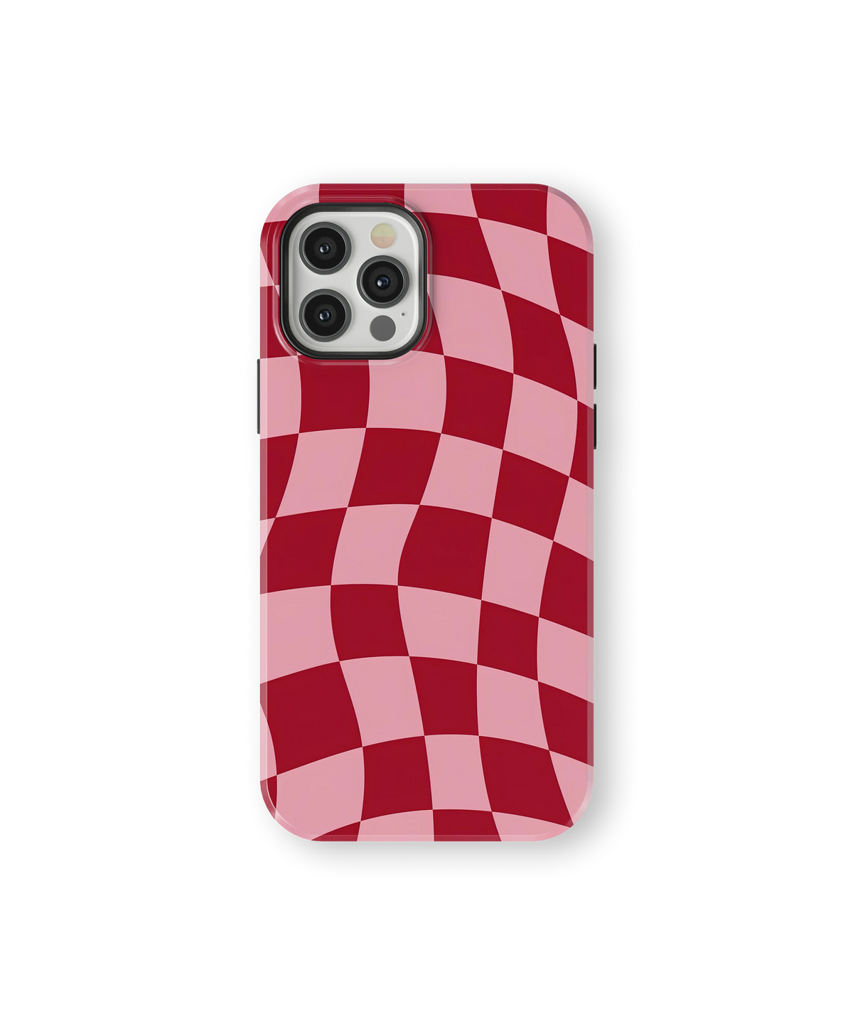 Coque iPhone – Design Damier Rouge & Rose