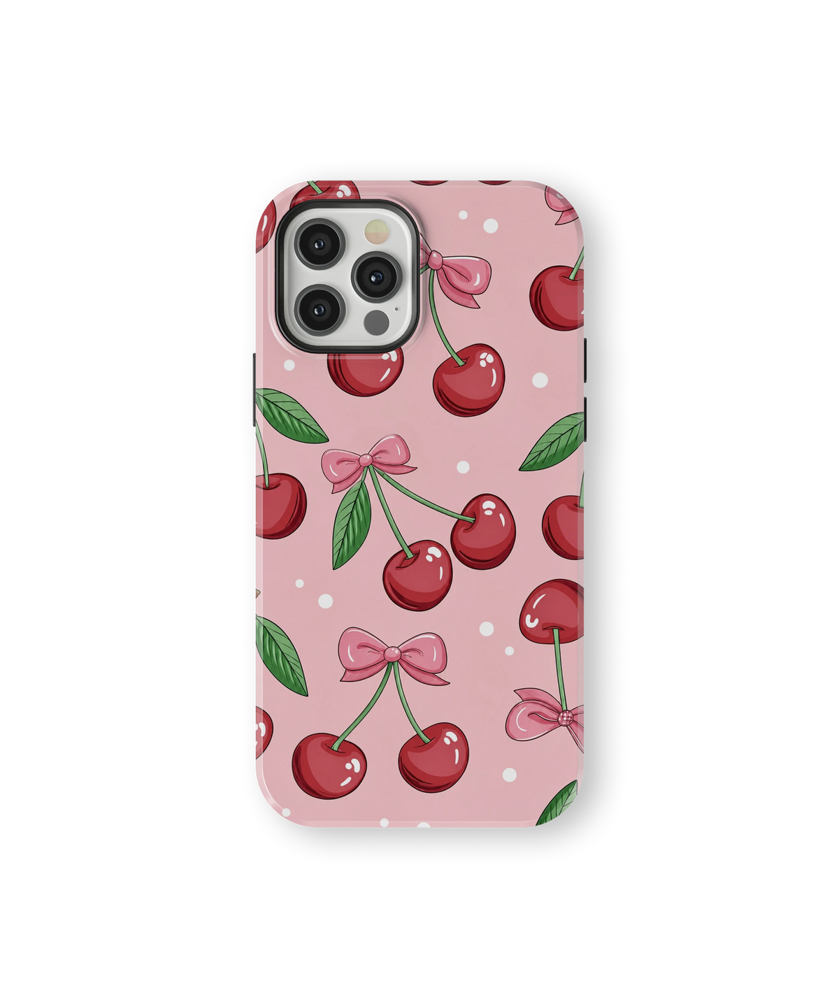 Coque iPhone – Design Cerises & Nœuds