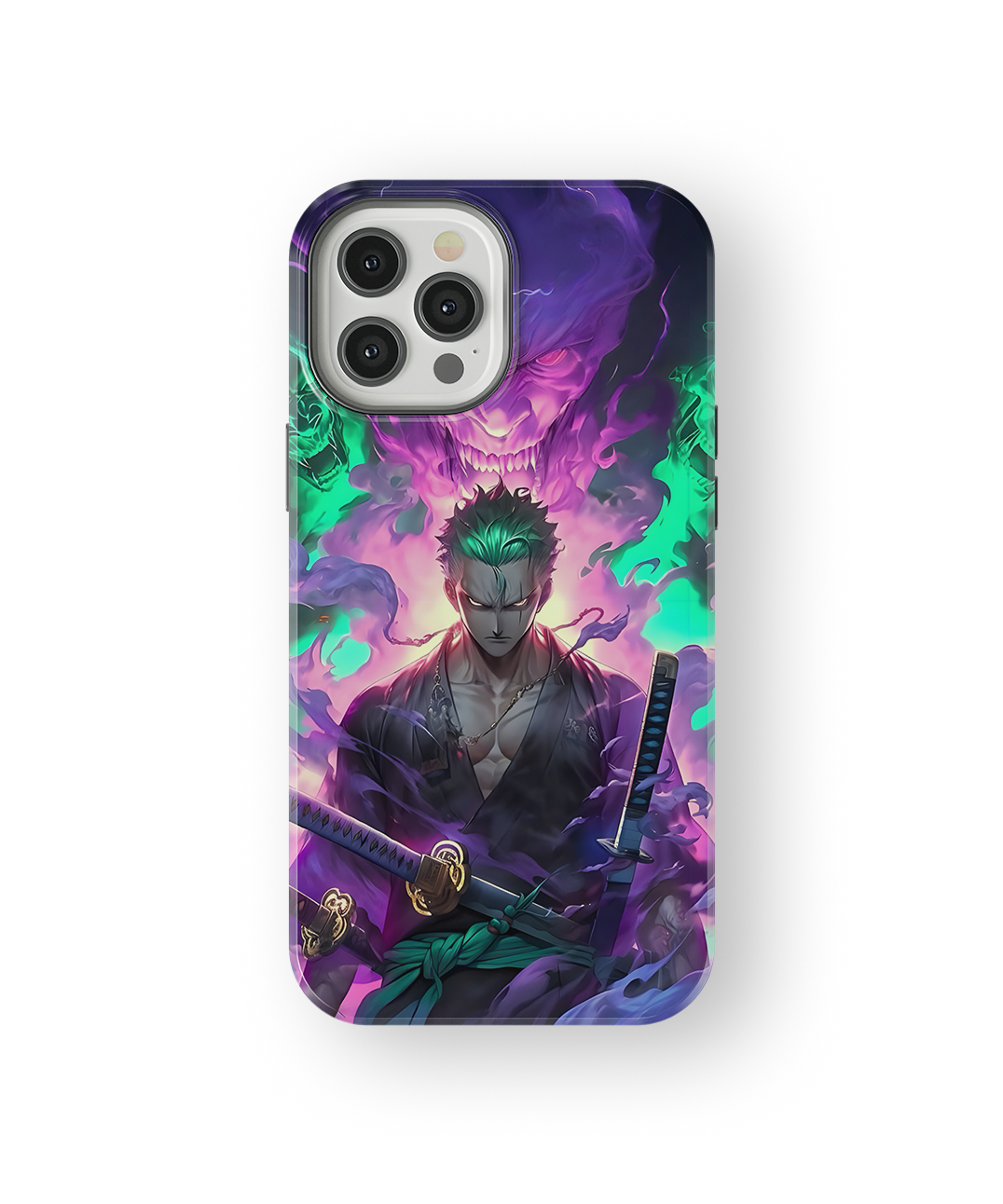 Coque iPhone Roronoa Zoro – Aura Démon Style Neon