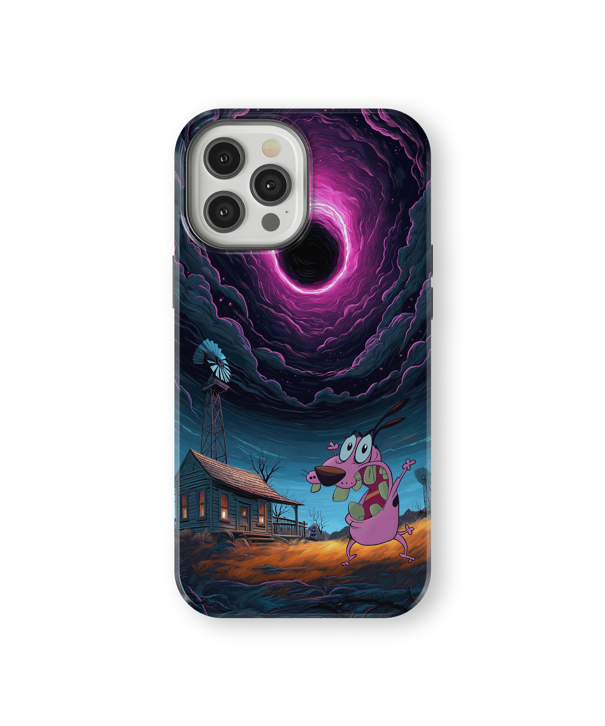 Coque iPhone Courage – Design Vortex Rose | Courage le chien froussard