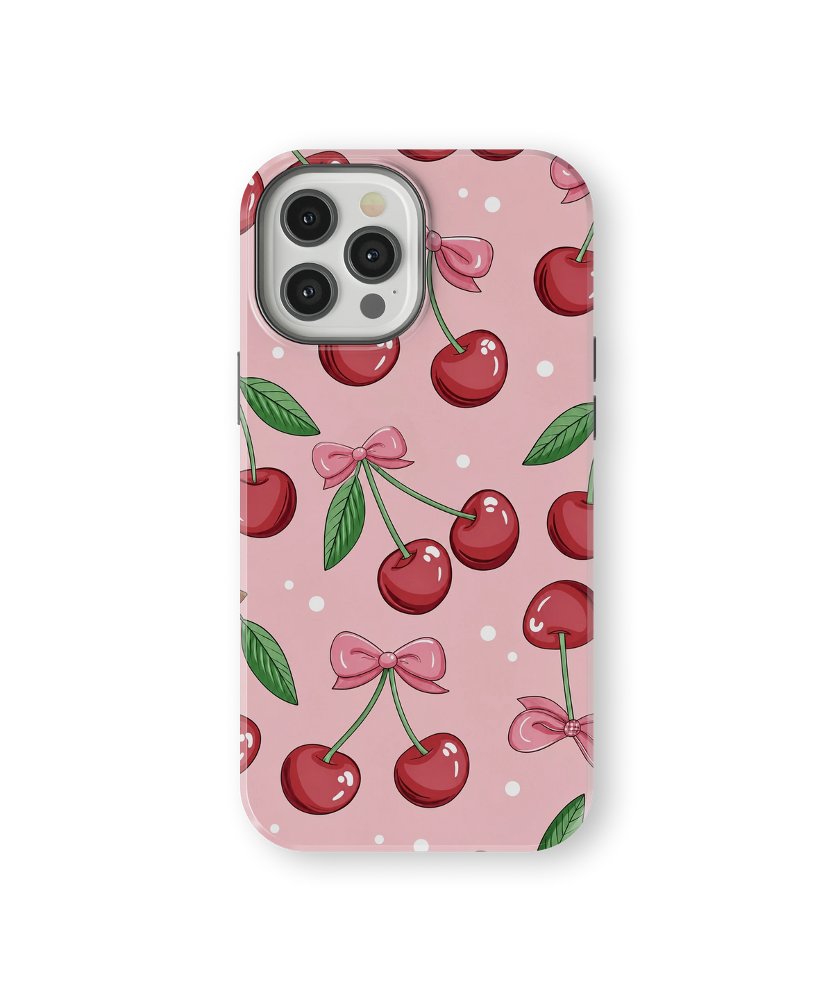 Coque iPhone – Design Cerises & Nœuds