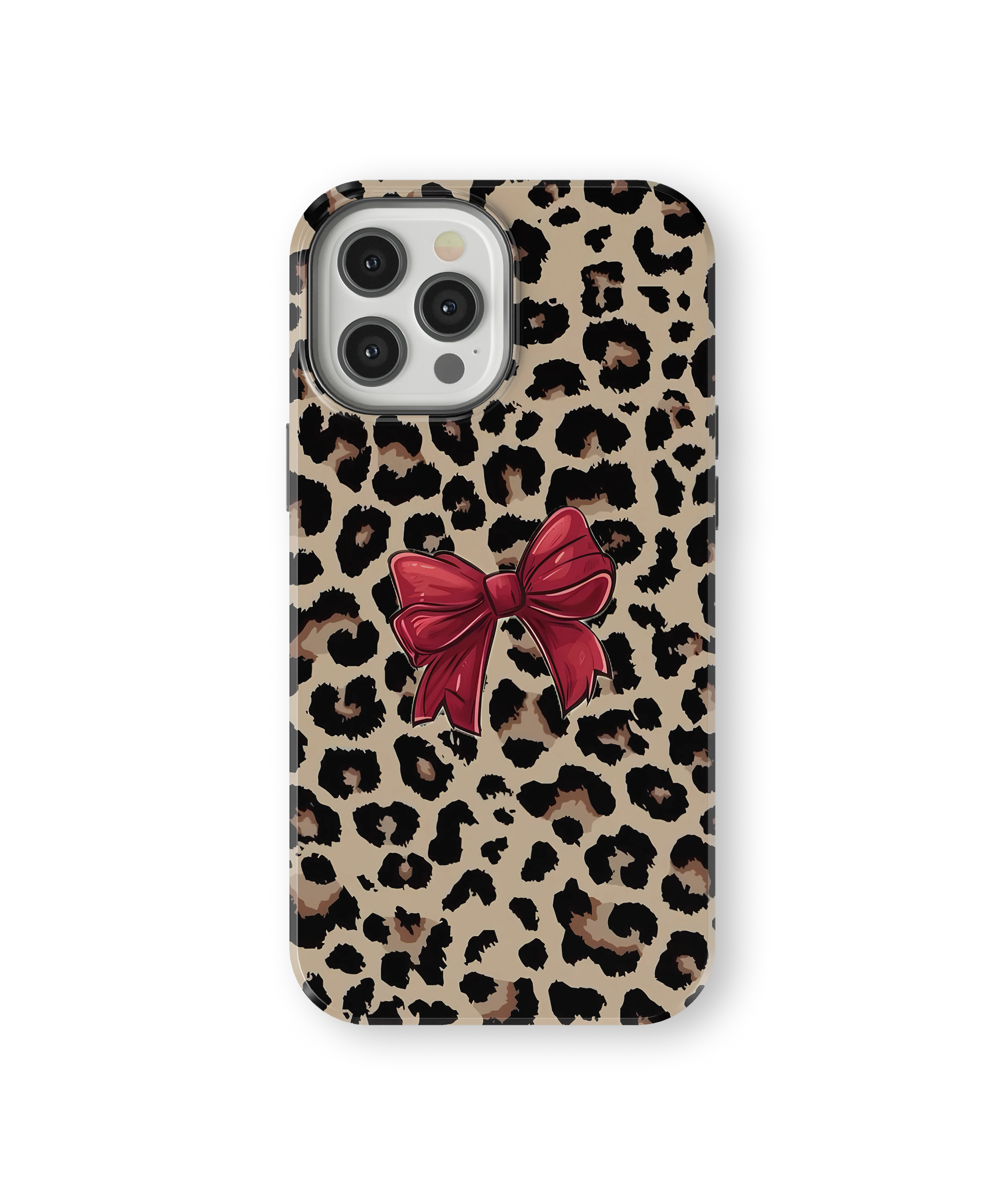 Coque iPhone – Léopard Chic avec Nœud Rouge