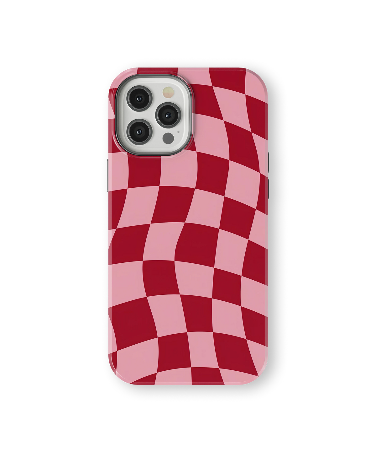 Coque iPhone – Design Damier Rouge & Rose