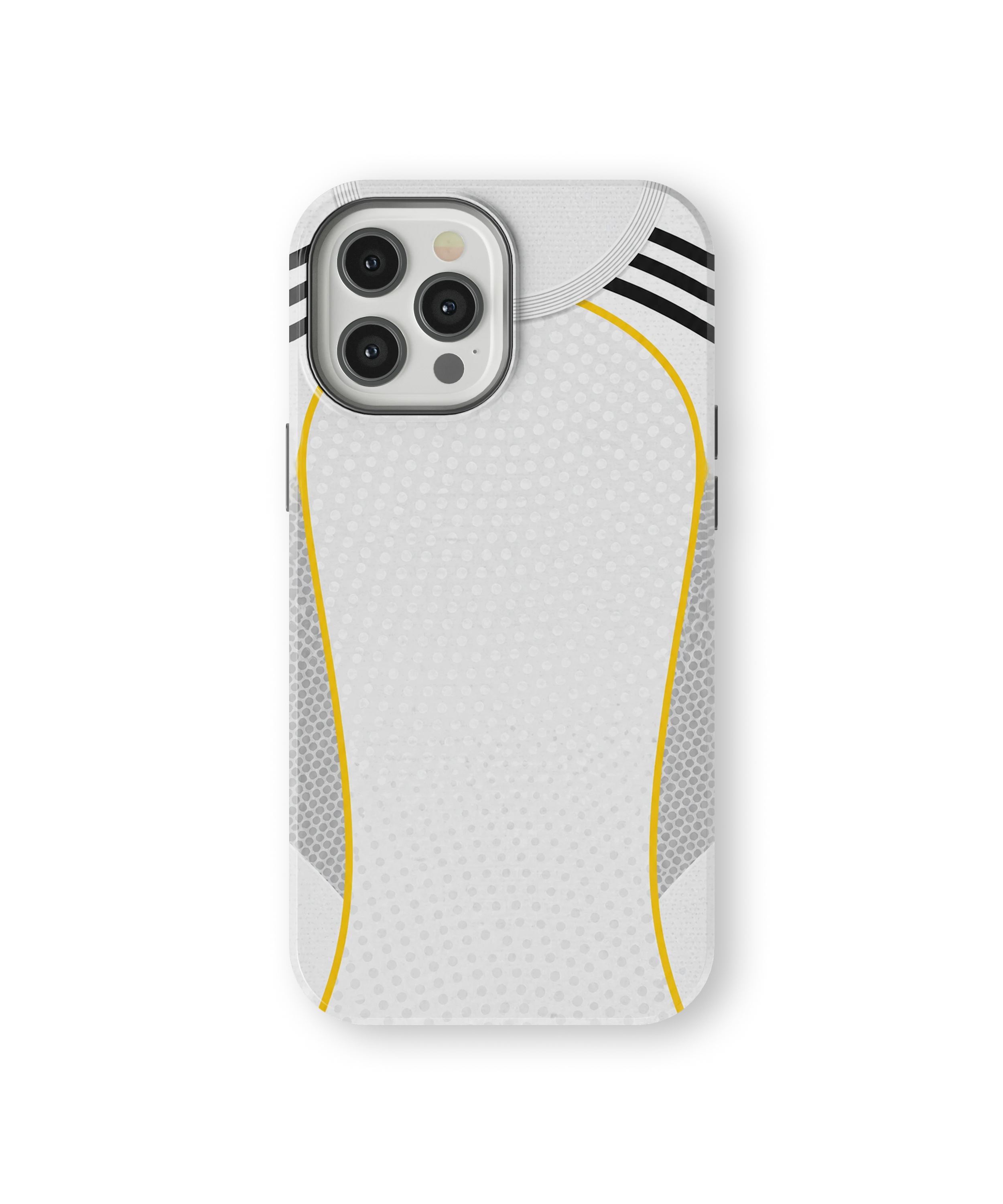 Coque iPhone – Style Maillot Real Madrid (Blanc & Or)