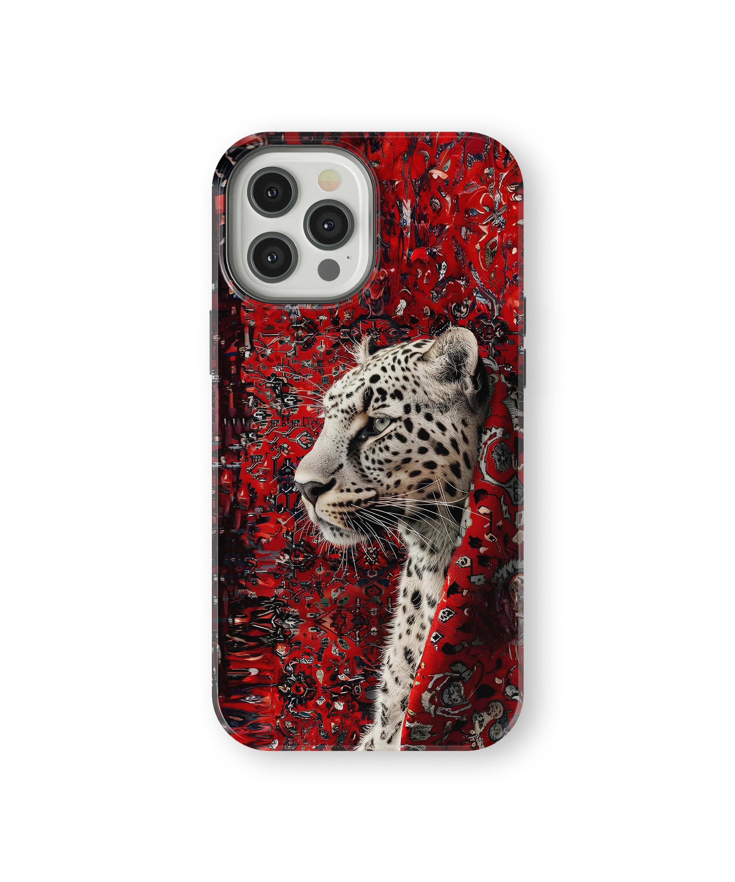 Coque iPhone Léopard Blanc & Rouge Sauvage