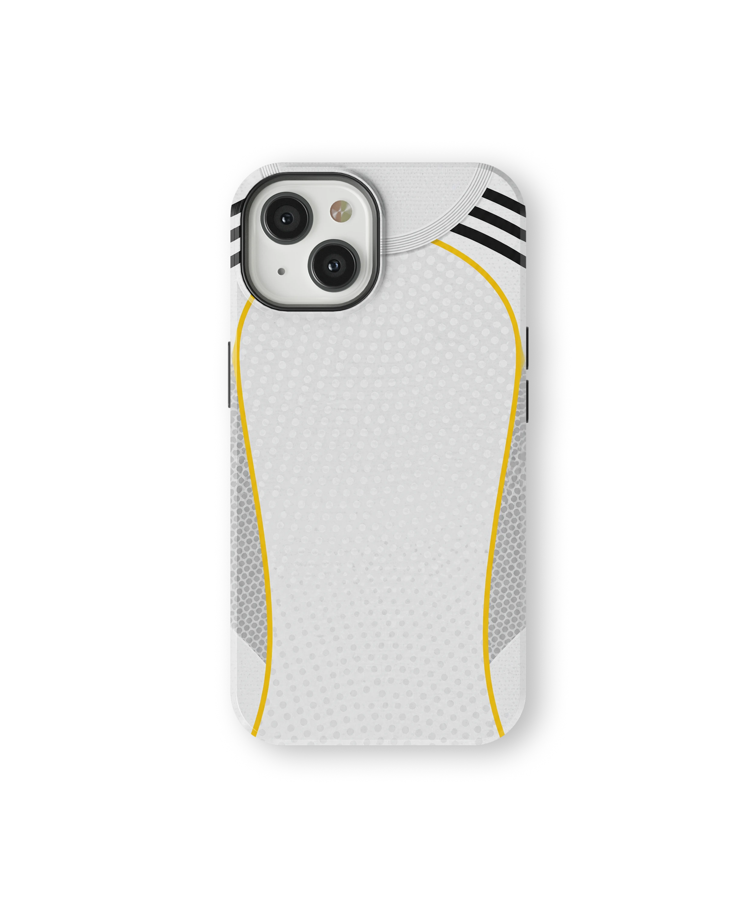 Coque iPhone – Style Maillot Real Madrid (Blanc & Or)