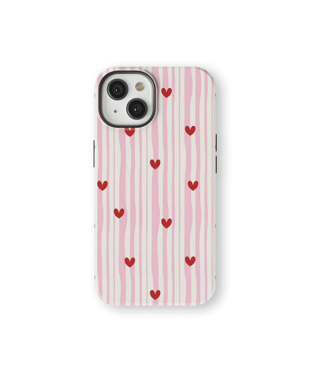 Coque iPhone – Design Rayures Cœurs Pastel