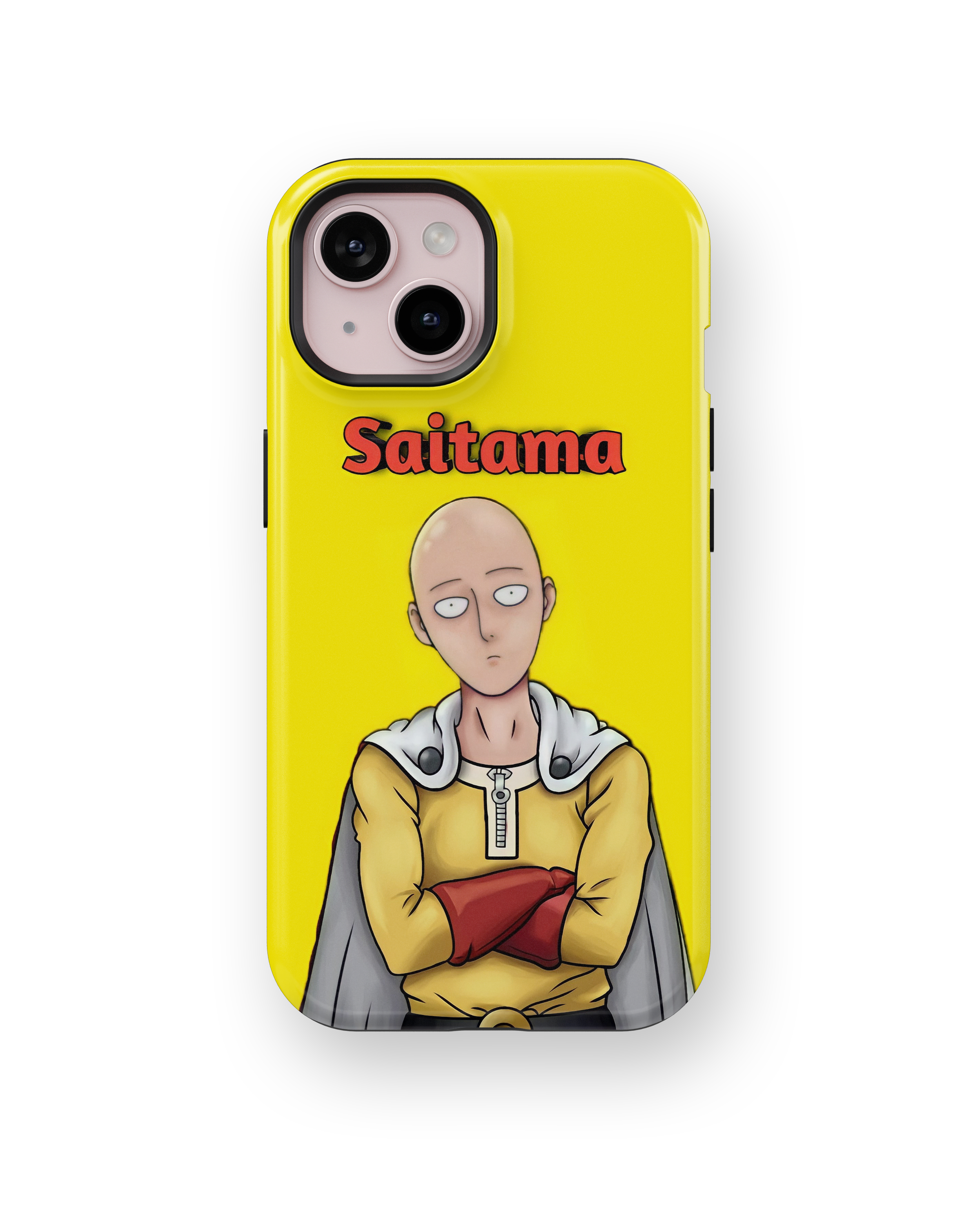 Coque iPhone Saitama – Anime One Punch Man Style Jaune