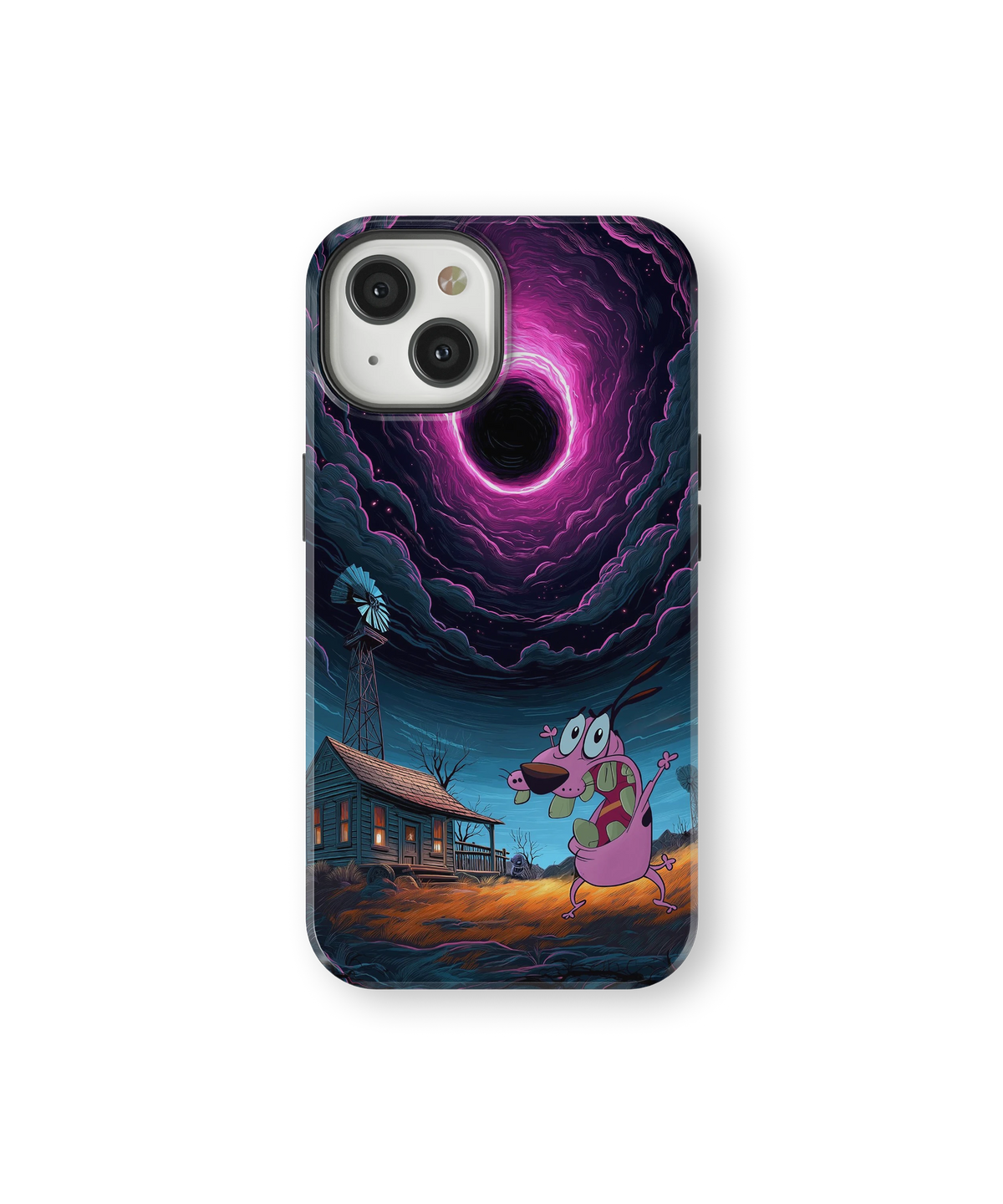 Coque iPhone Courage – Design Vortex Rose | Courage le chien froussard