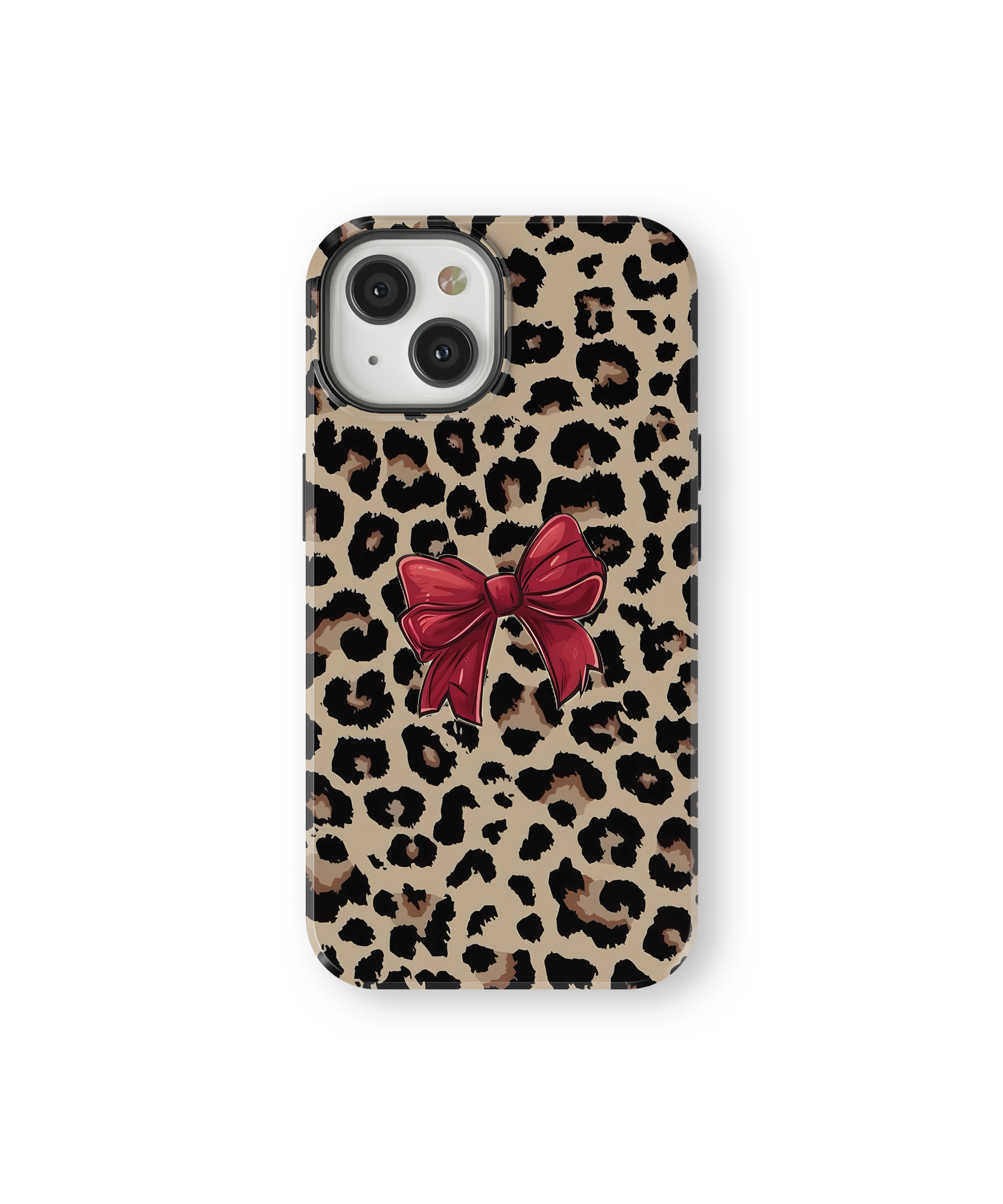 Coque iPhone – Léopard Chic avec Nœud Rouge