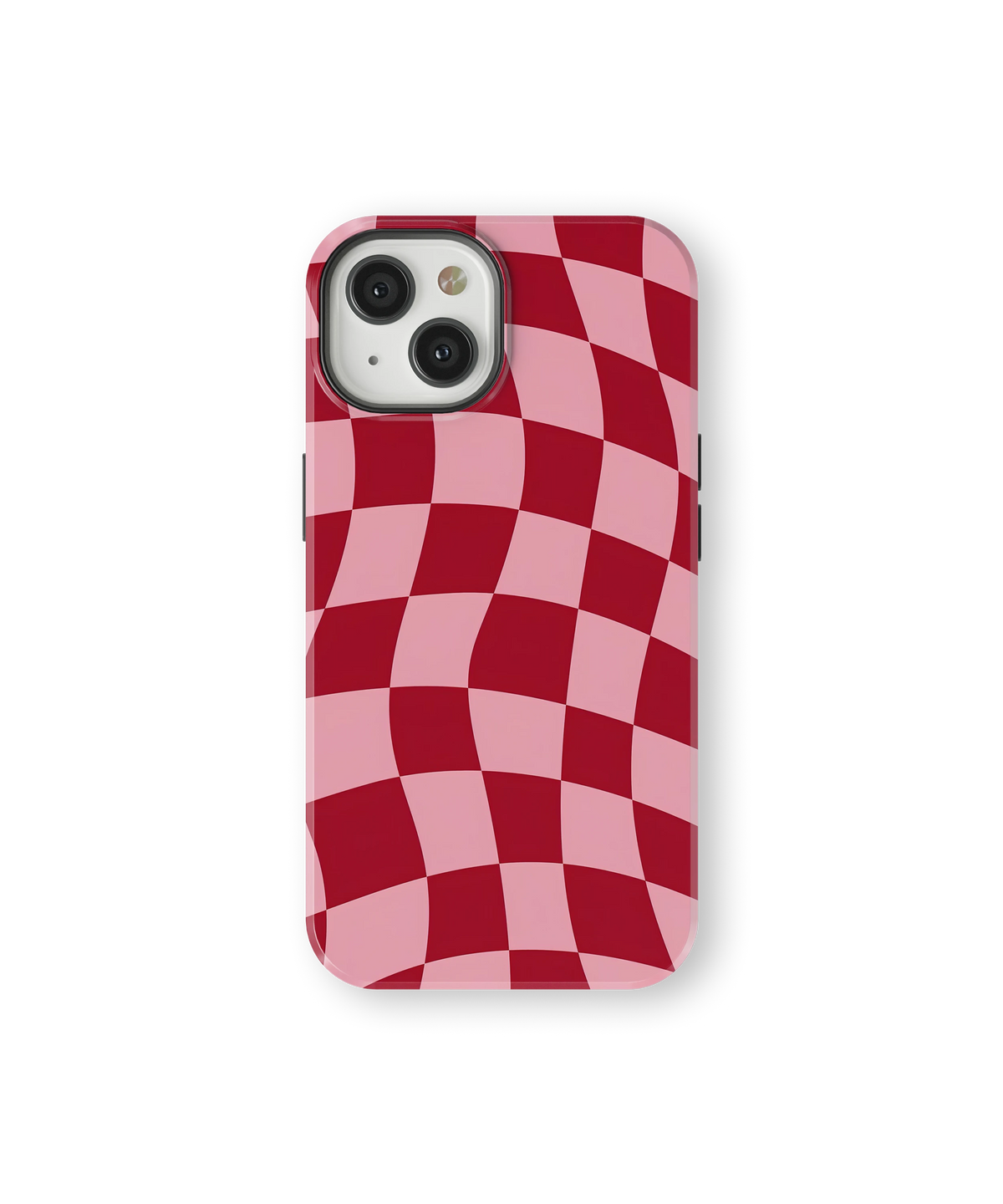 Coque iPhone – Design Damier Rouge & Rose