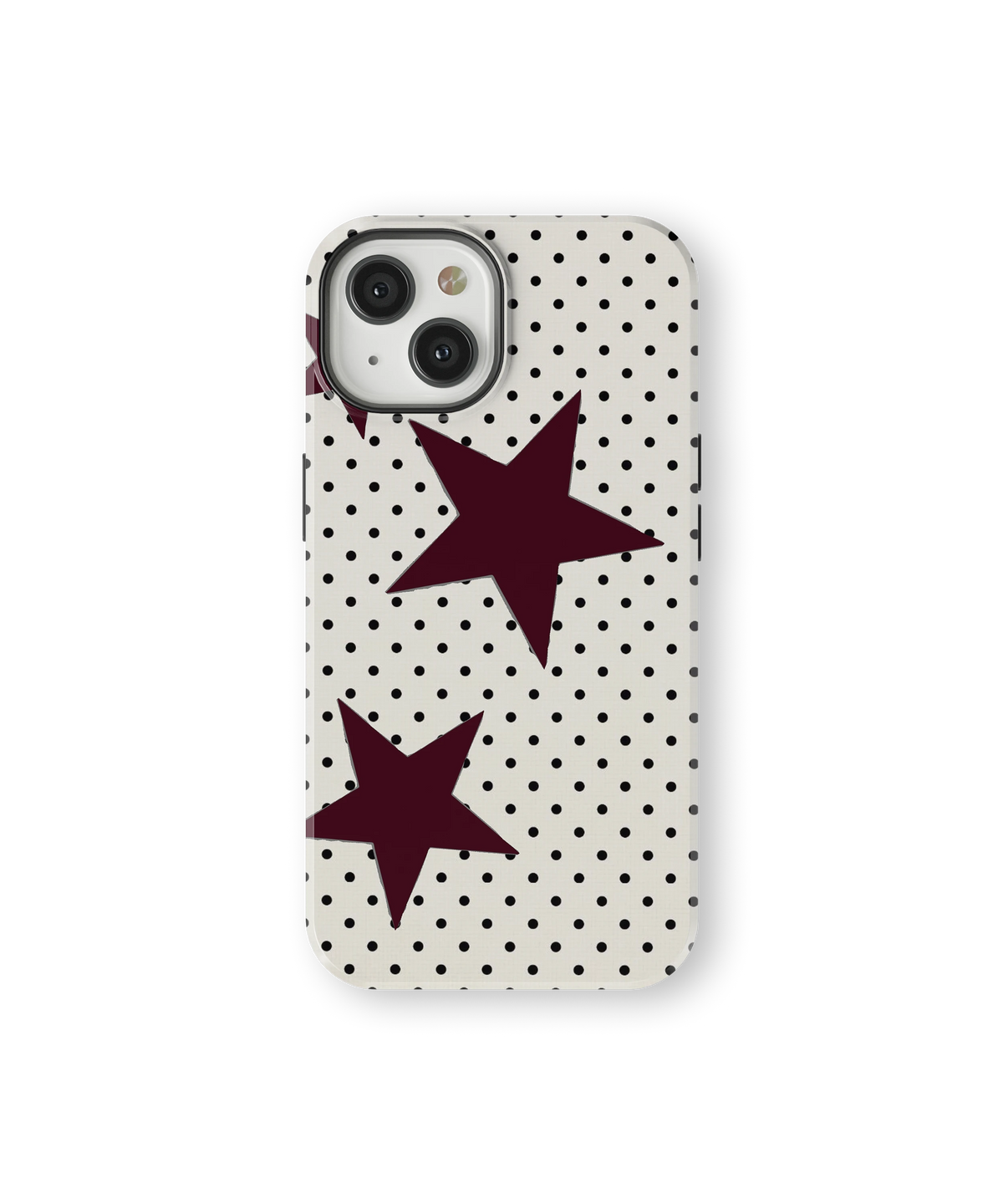 Coque iPhone – Design Pois et Étoiles Bordeaux