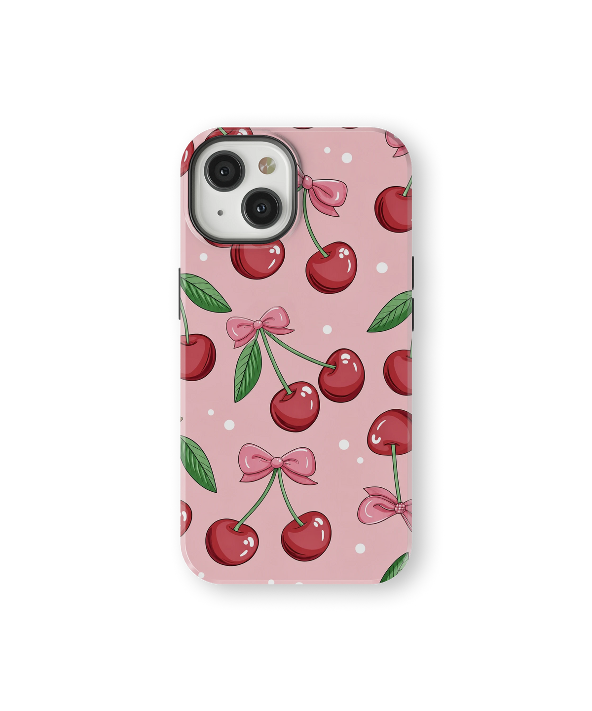 Coque iPhone – Design Cerises & Nœuds