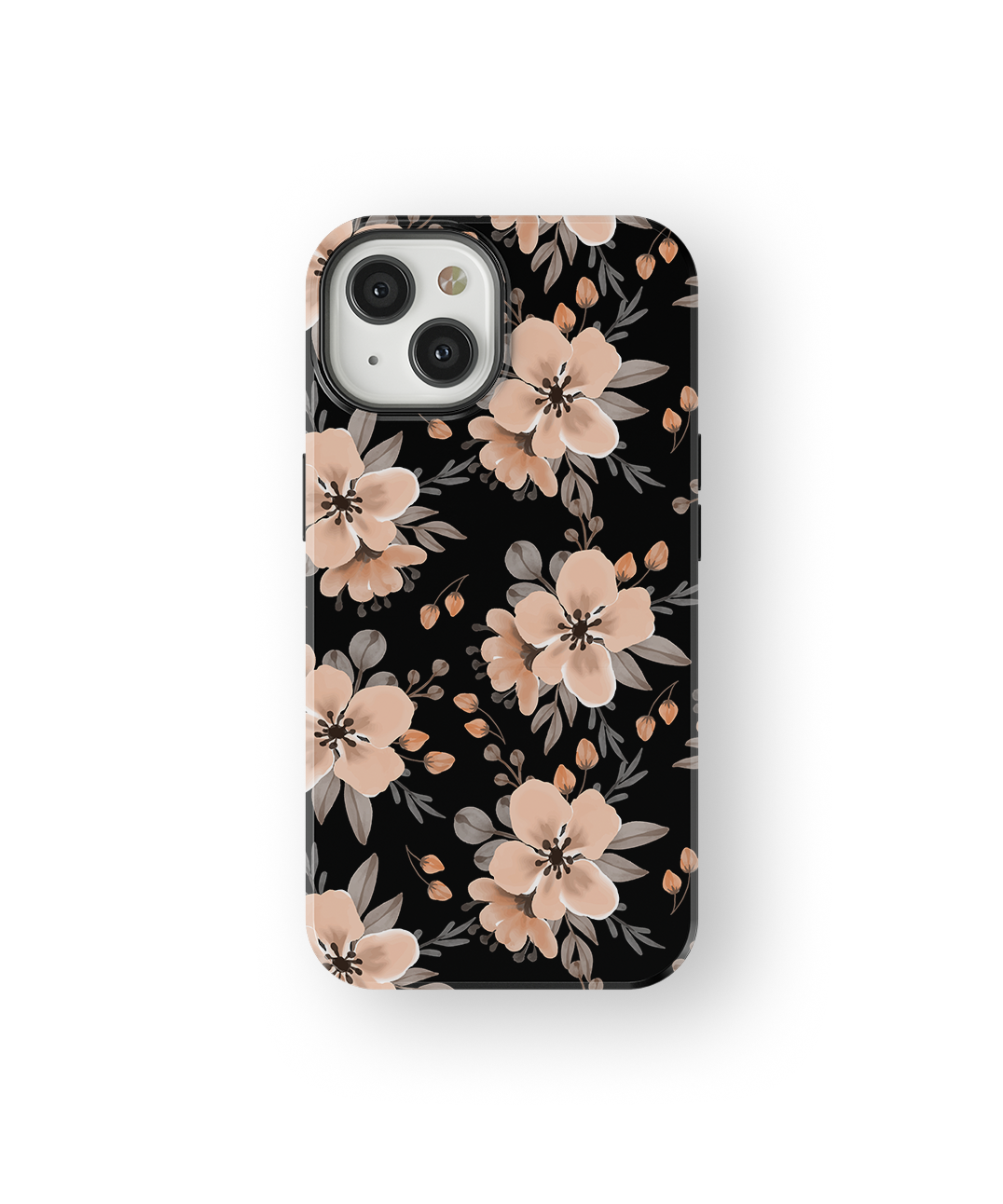 Coque iPhone – Design Floral Élégant Noir & Beige