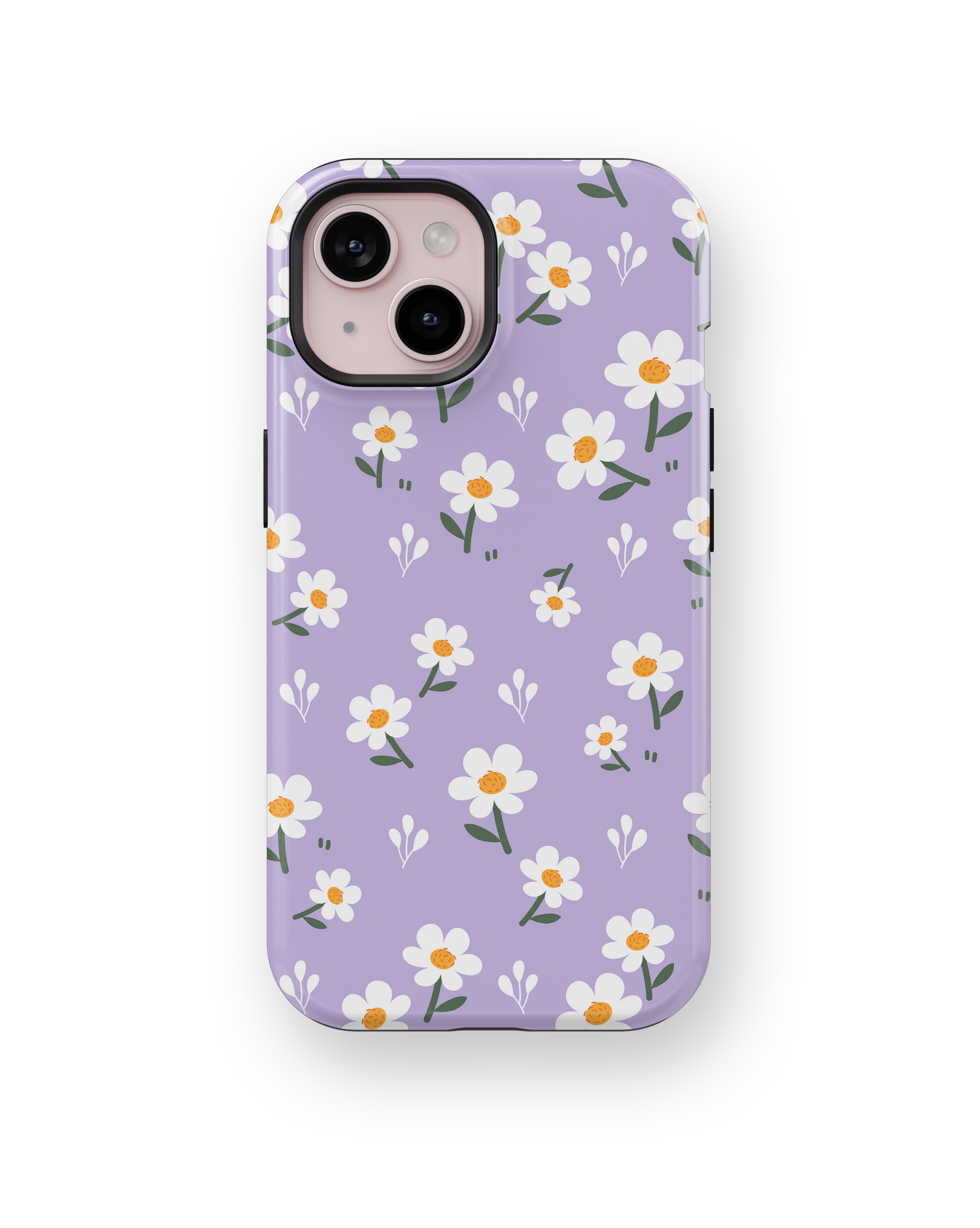 Coque iPhone – Design Marguerites sur Fond Violet