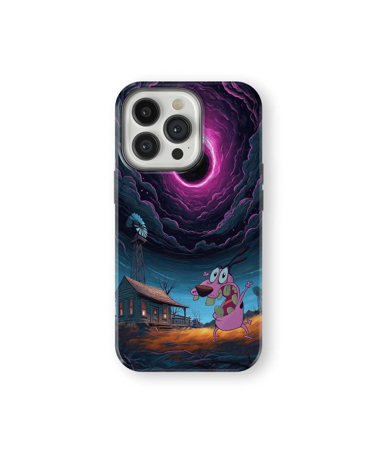 Coque iPhone Courage – Design Vortex Rose | Courage le chien froussard