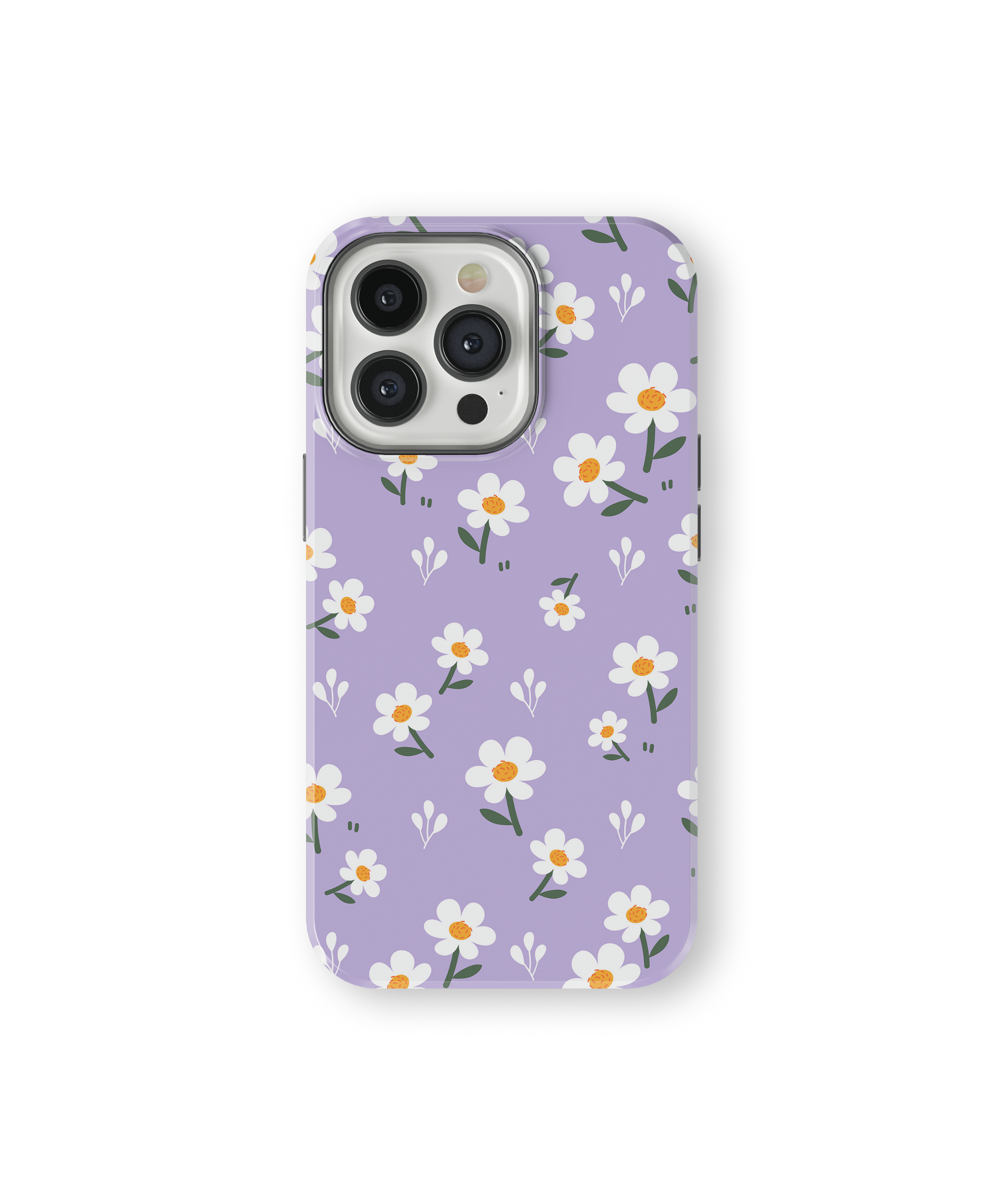 Coque iPhone – Design Marguerites sur Fond Violet