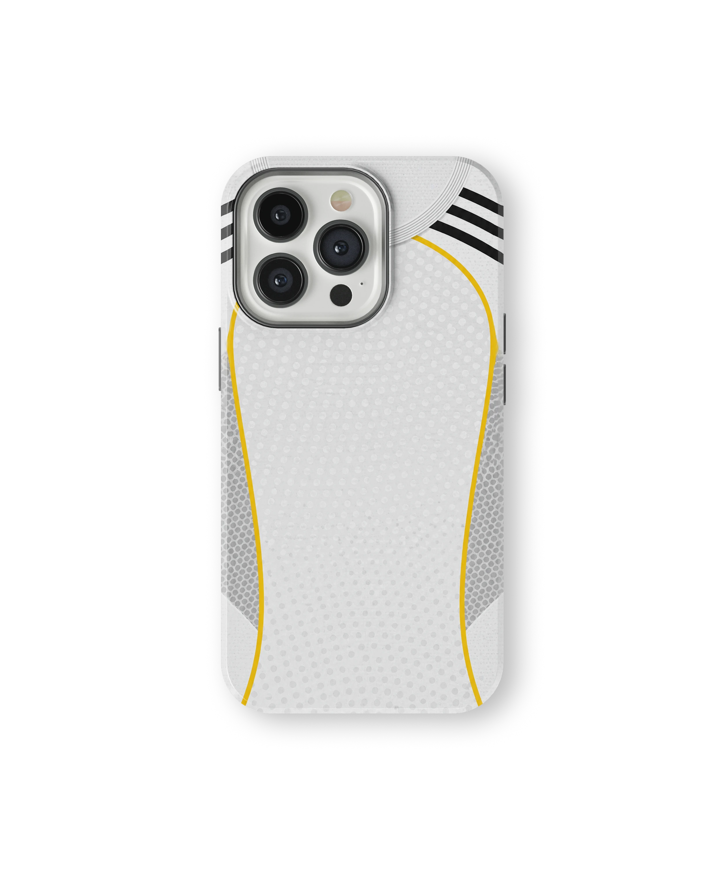 Coque iPhone – Style Maillot Real Madrid (Blanc & Or)