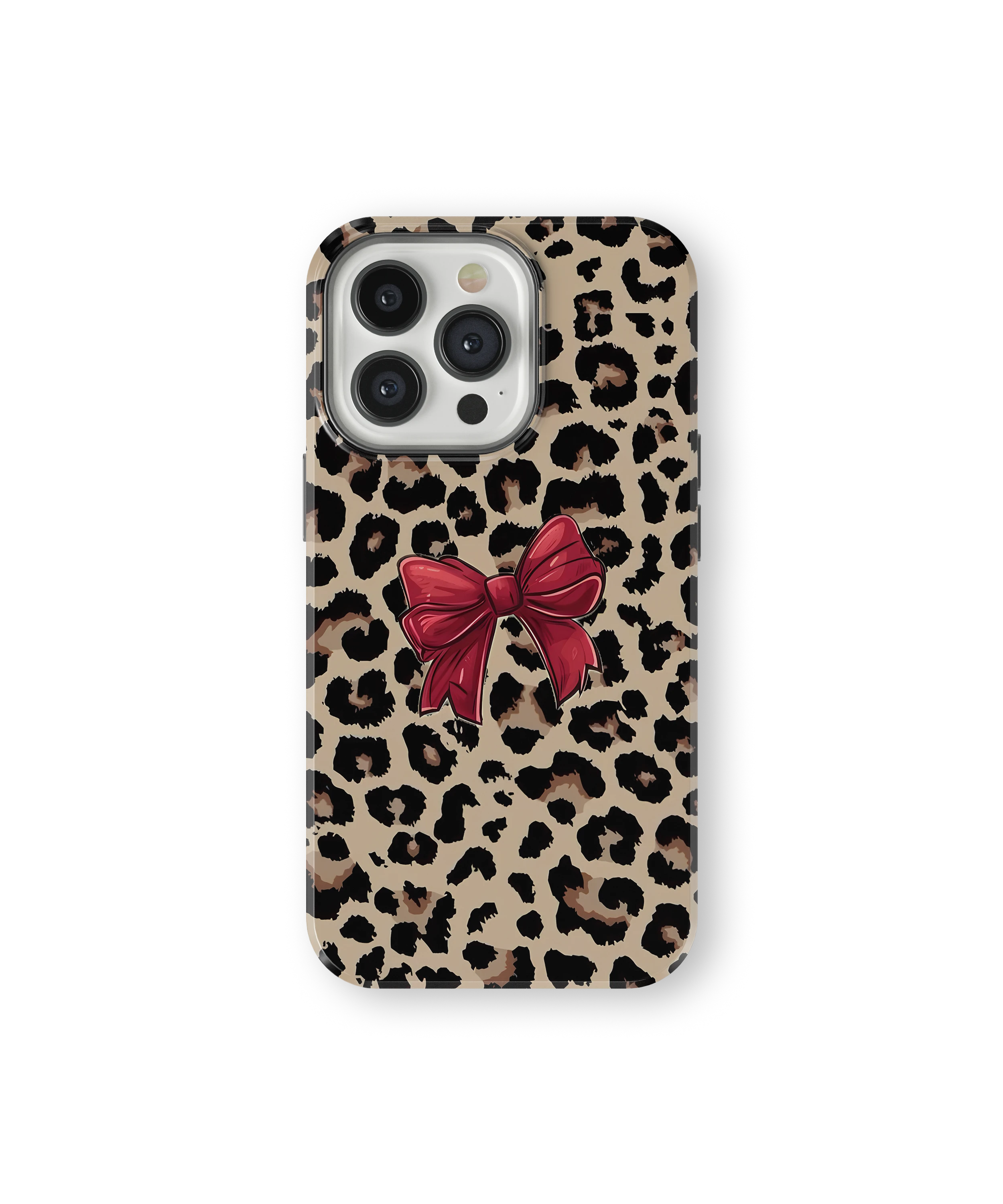 Coque iPhone – Léopard Chic avec Nœud Rouge
