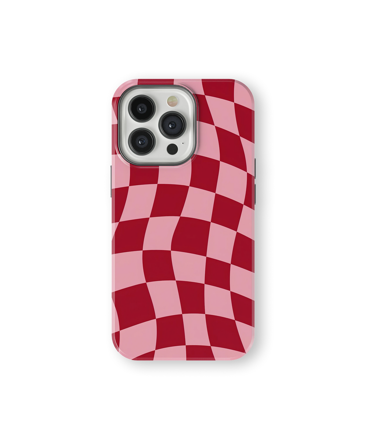 Coque iPhone – Design Damier Rouge & Rose