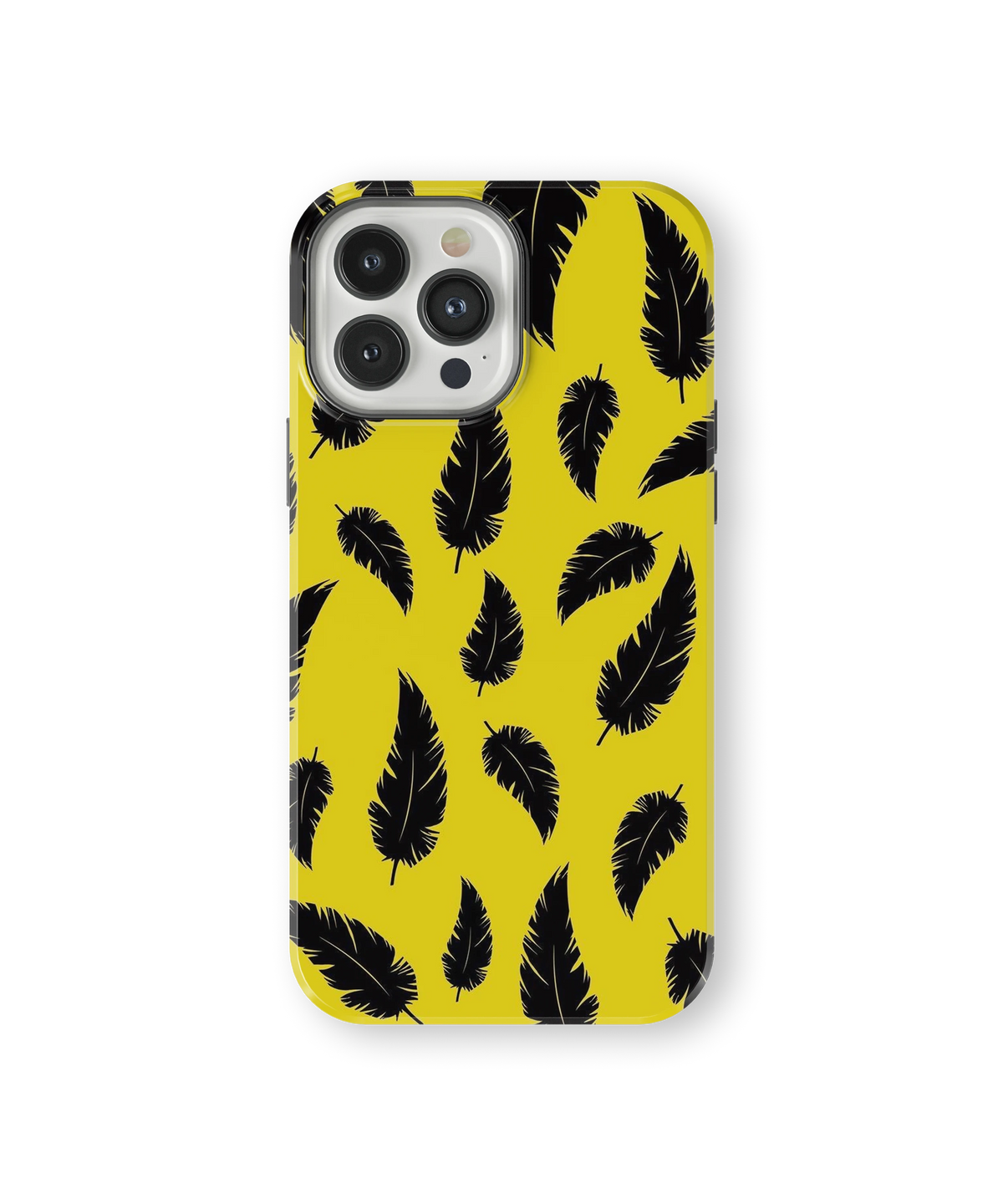 Coque iPhone – Design Plumes Jaunes