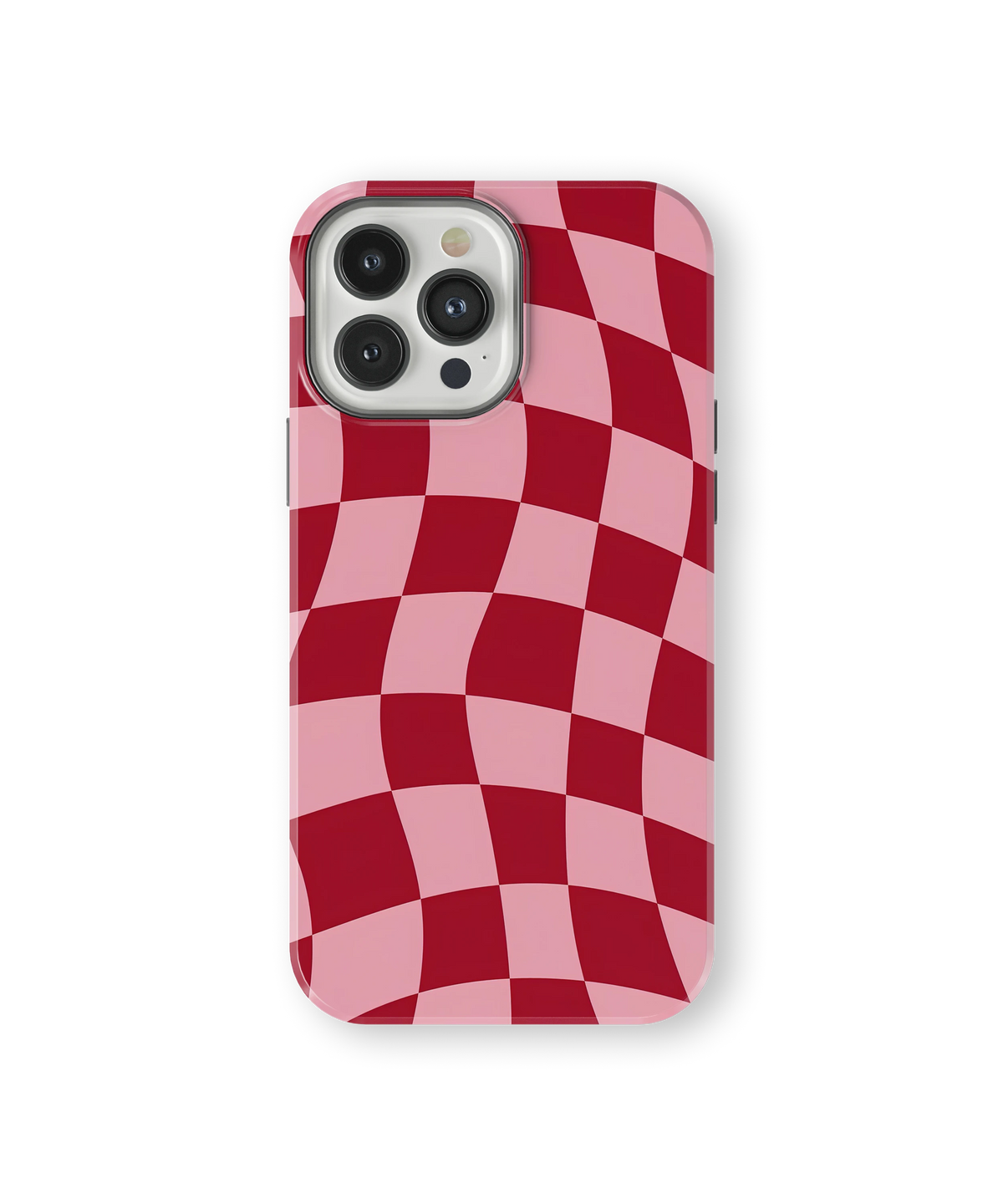 Coque iPhone – Design Damier Rouge & Rose