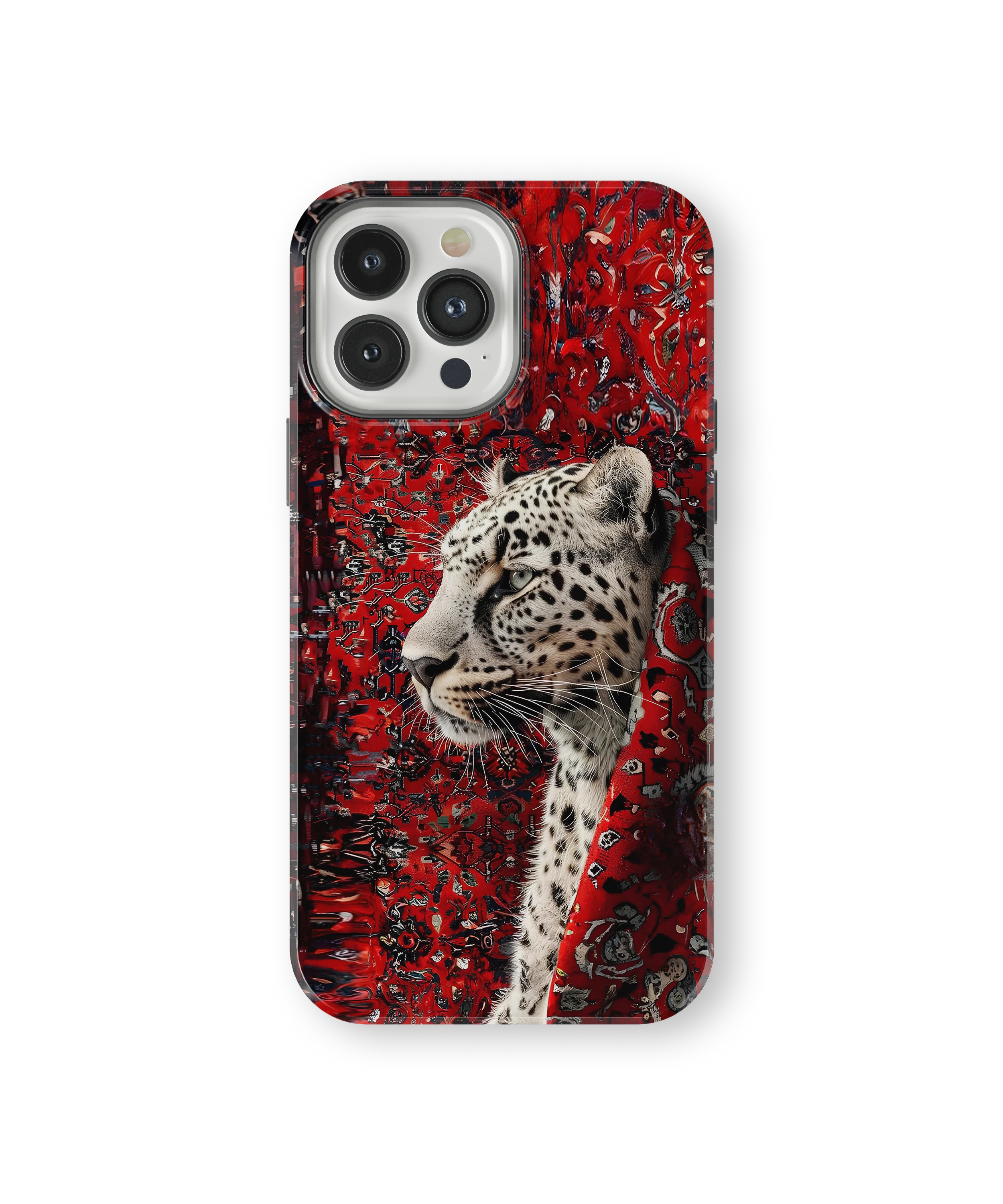 Coque iPhone Léopard Blanc & Rouge Sauvage