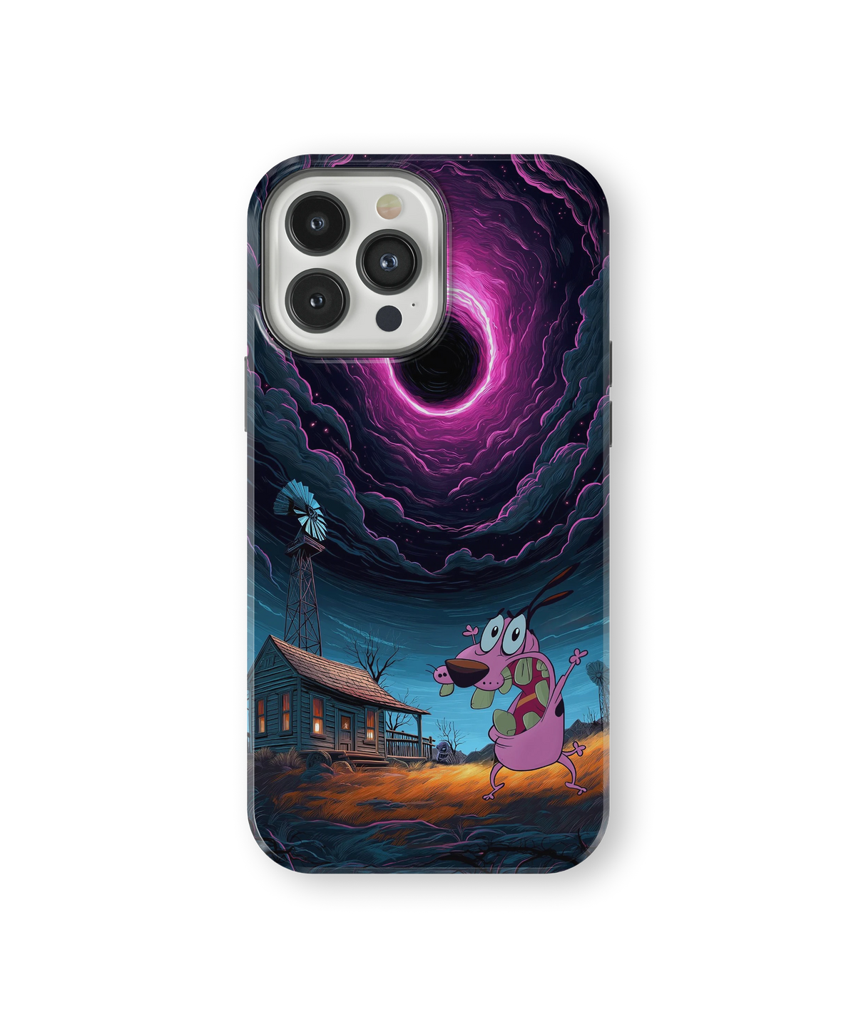 Coque iPhone Courage – Design Vortex Rose | Courage le chien froussard