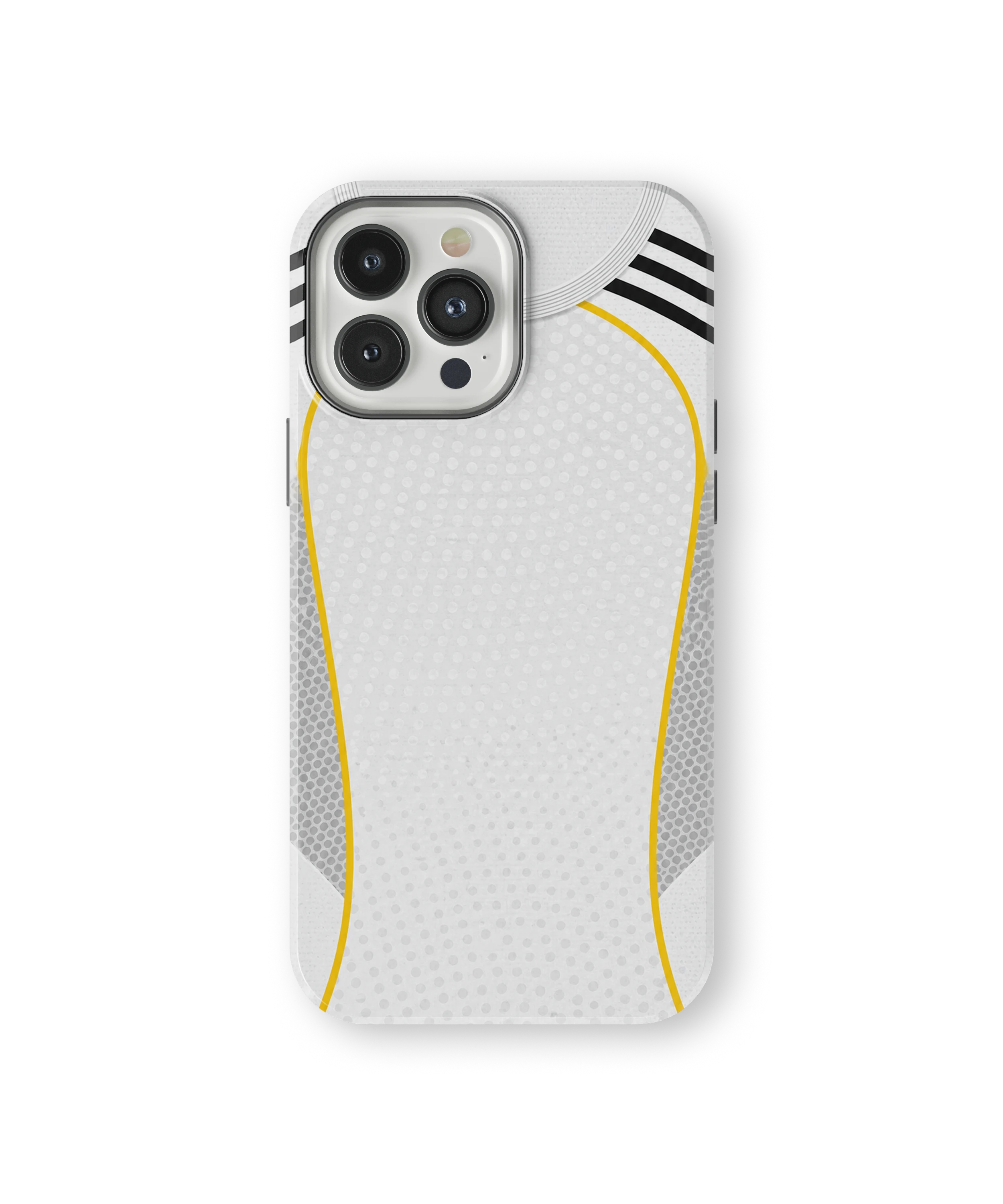 Coque iPhone – Style Maillot Real Madrid (Blanc & Or)