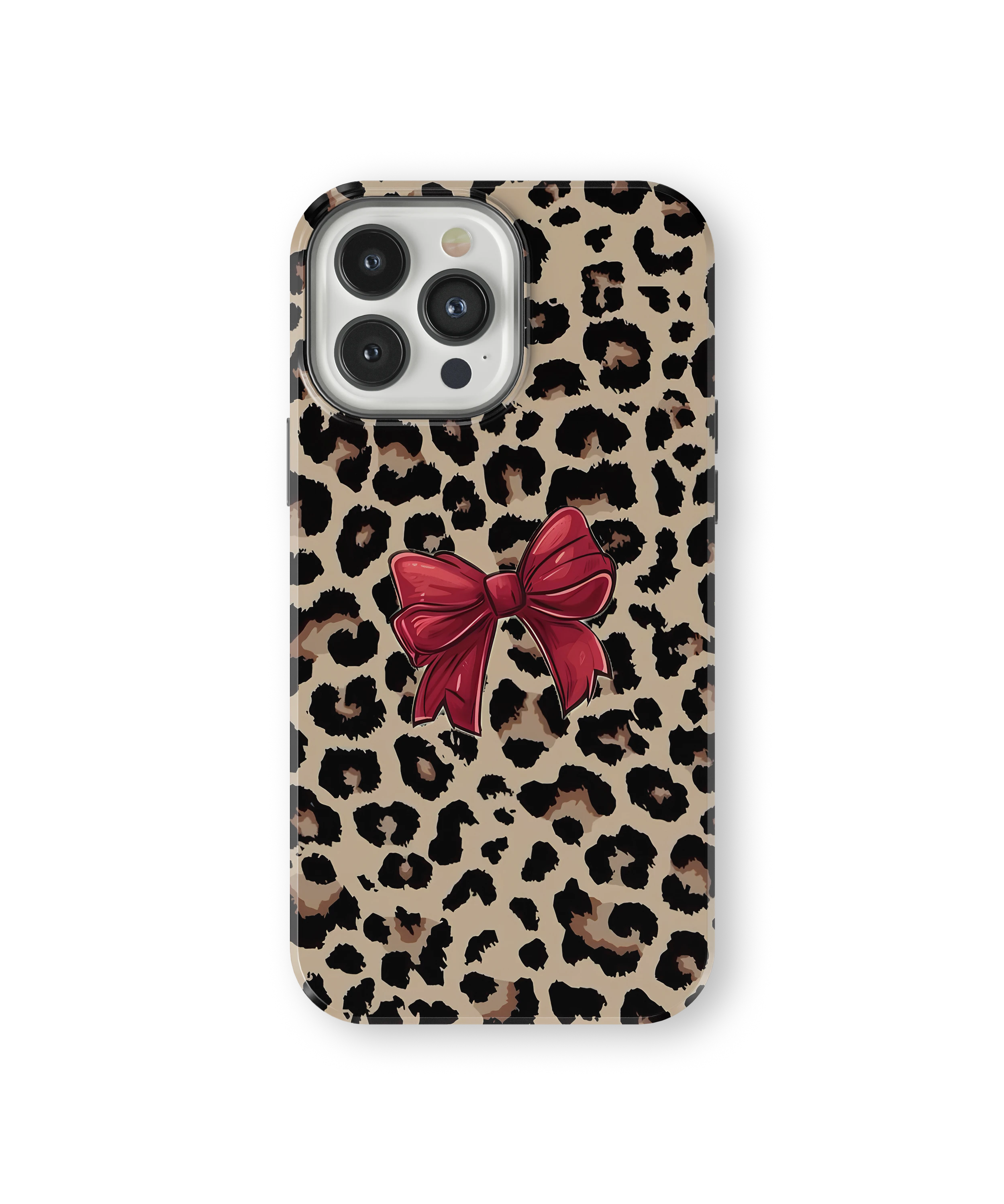 Coque iPhone – Léopard Chic avec Nœud Rouge