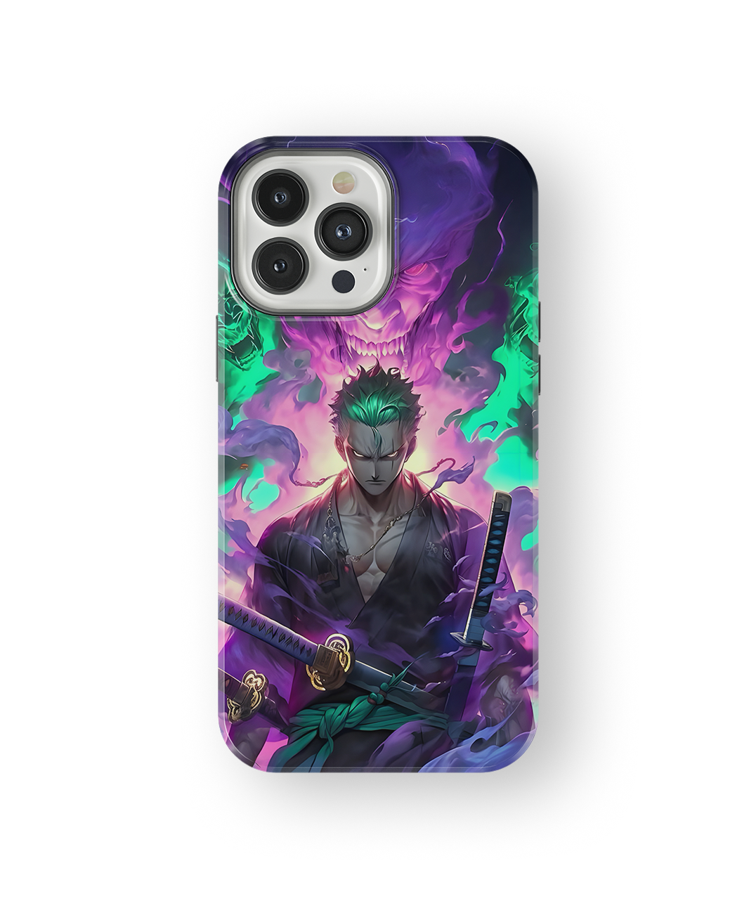Coque iPhone Roronoa Zoro – Aura Démon Style Neon