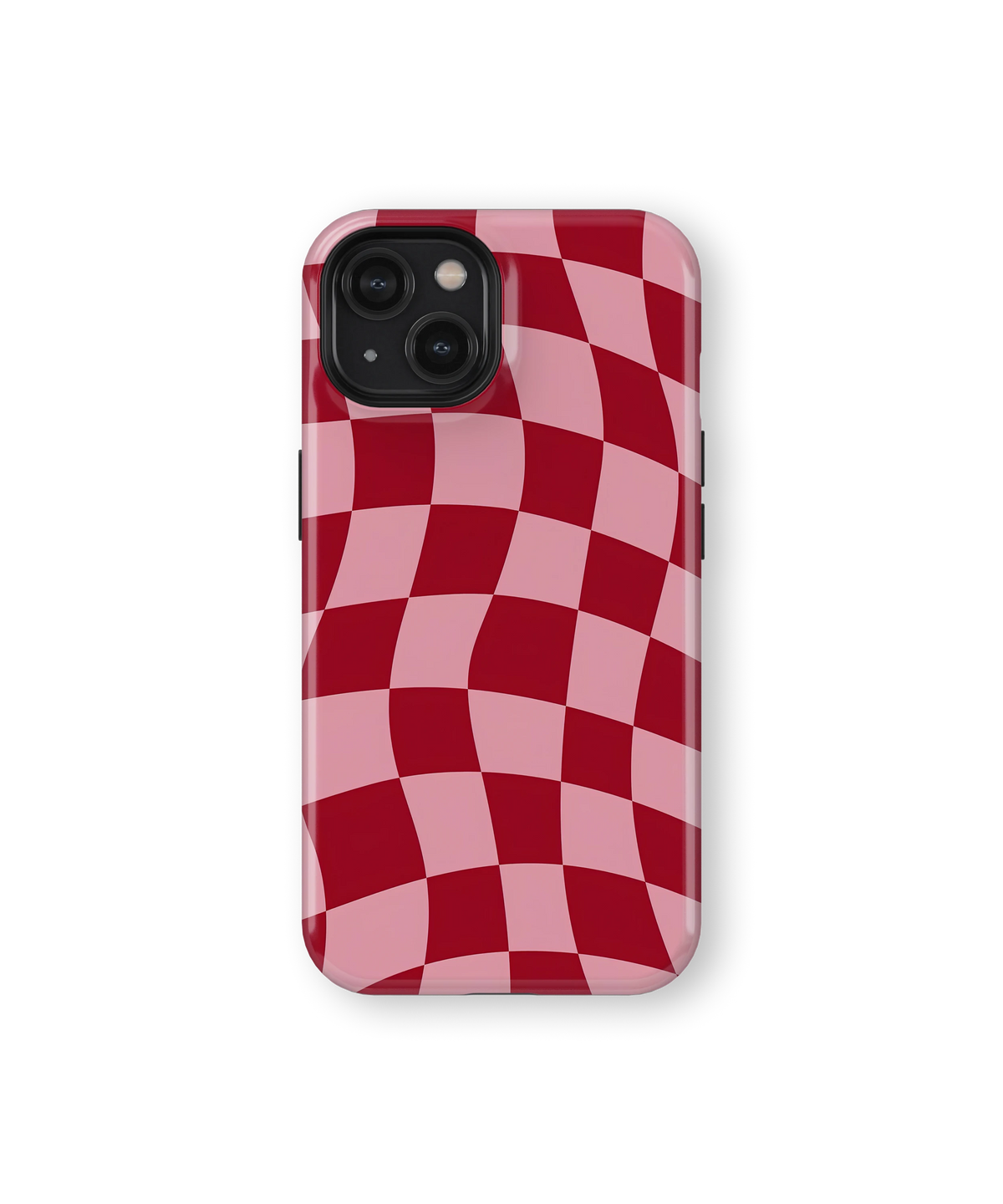 Coque iPhone – Design Damier Rouge & Rose