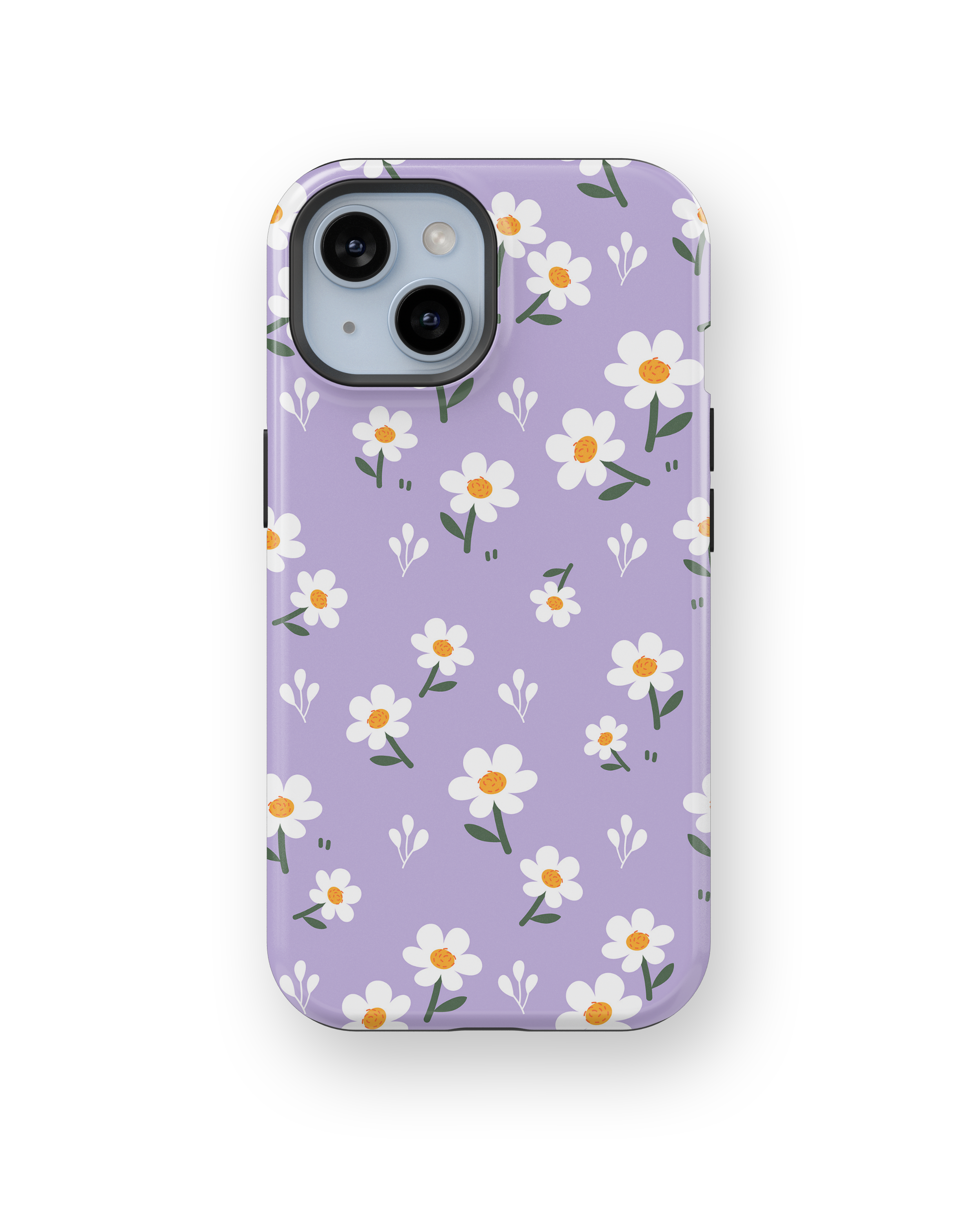Coque iPhone – Design Marguerites sur Fond Violet