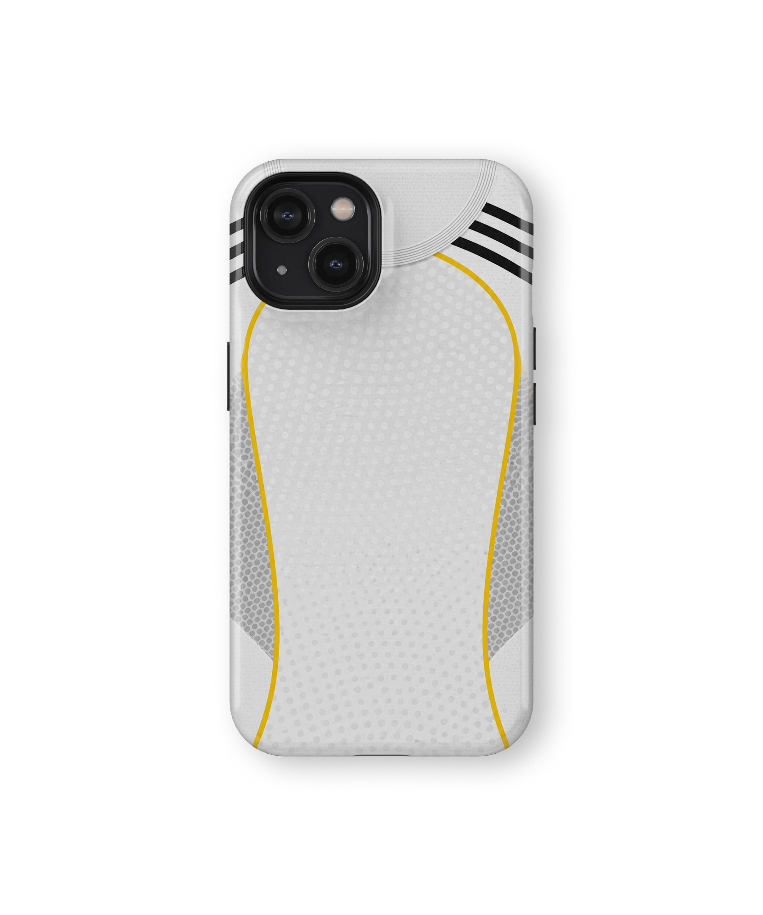 Coque iPhone – Style Maillot Real Madrid (Blanc & Or)