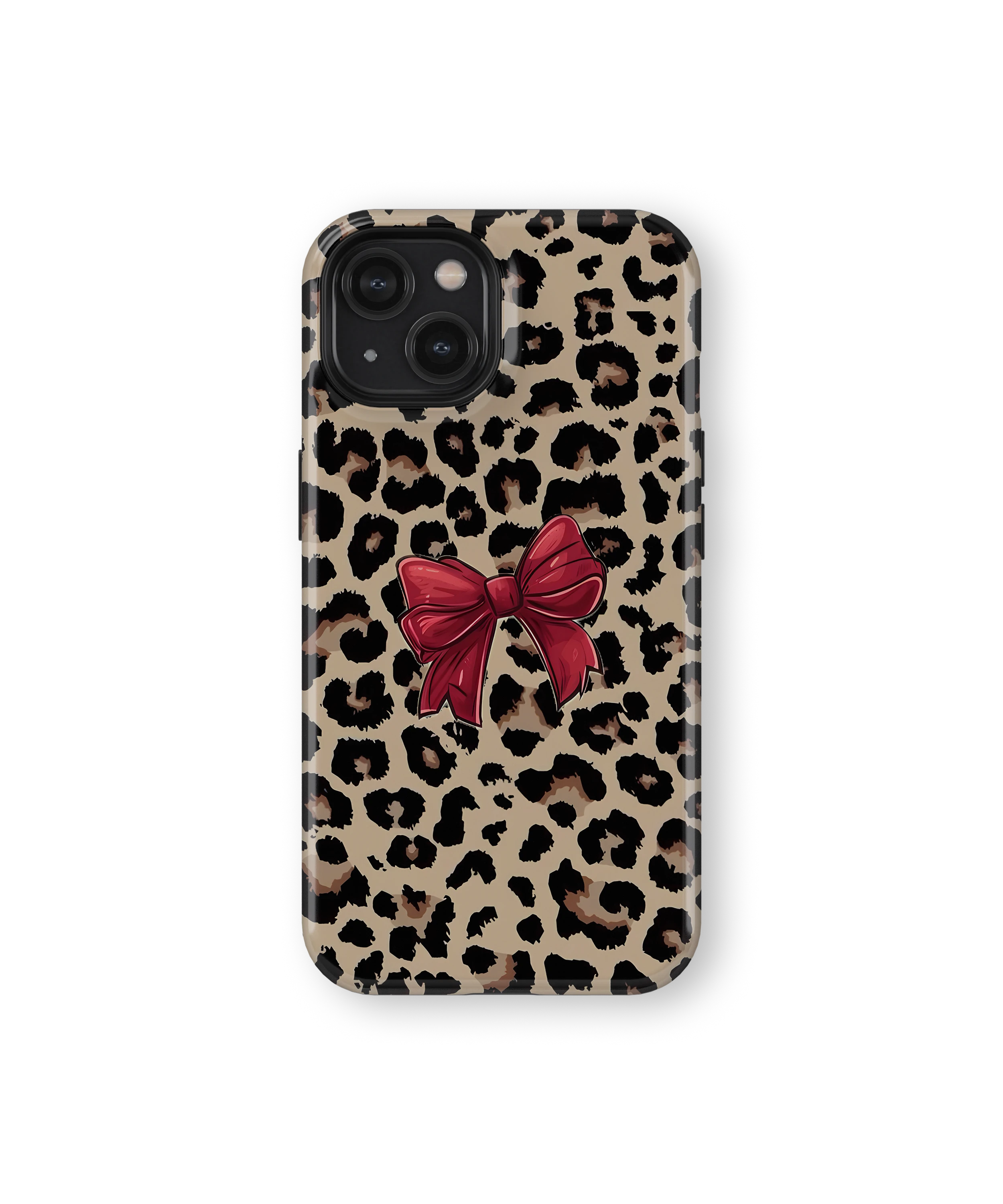 Coque iPhone – Léopard Chic avec Nœud Rouge