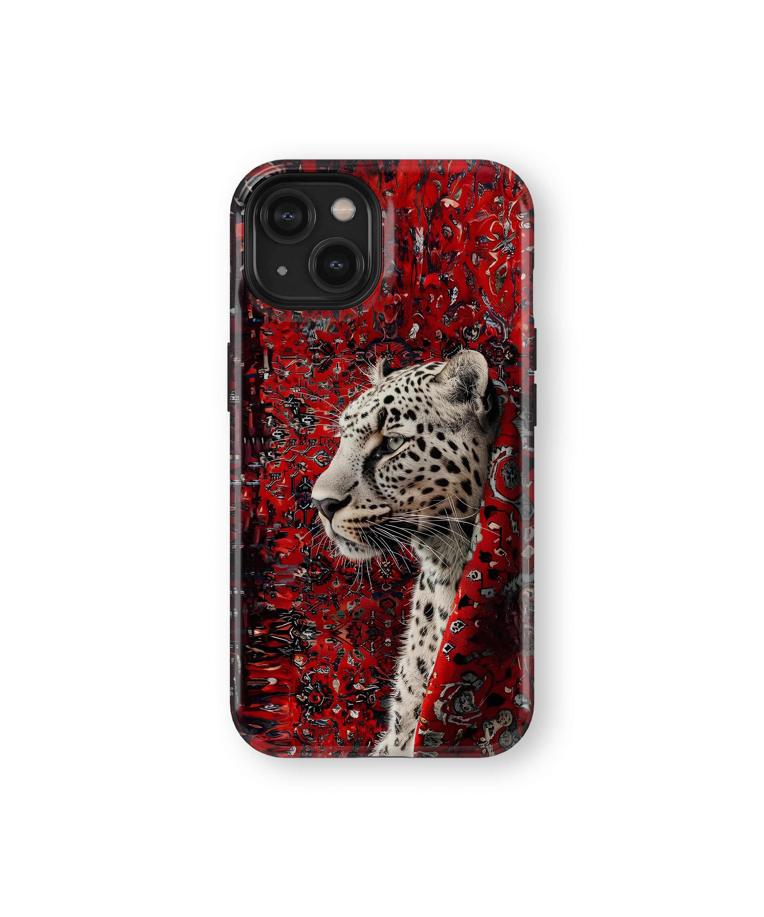 Coque iPhone Léopard Blanc & Rouge Sauvage