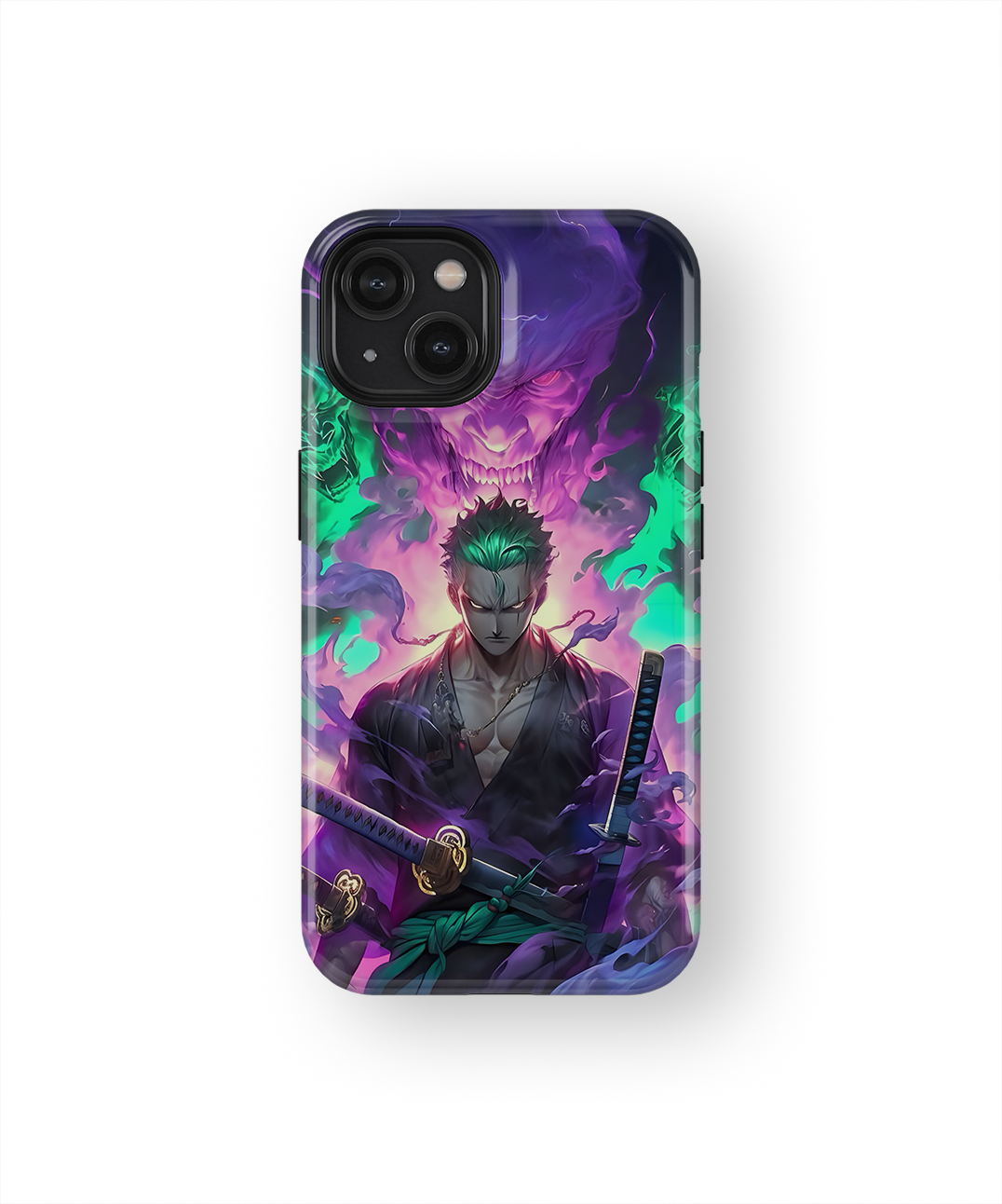 Coque iPhone Roronoa Zoro – Aura Démon Style Neon