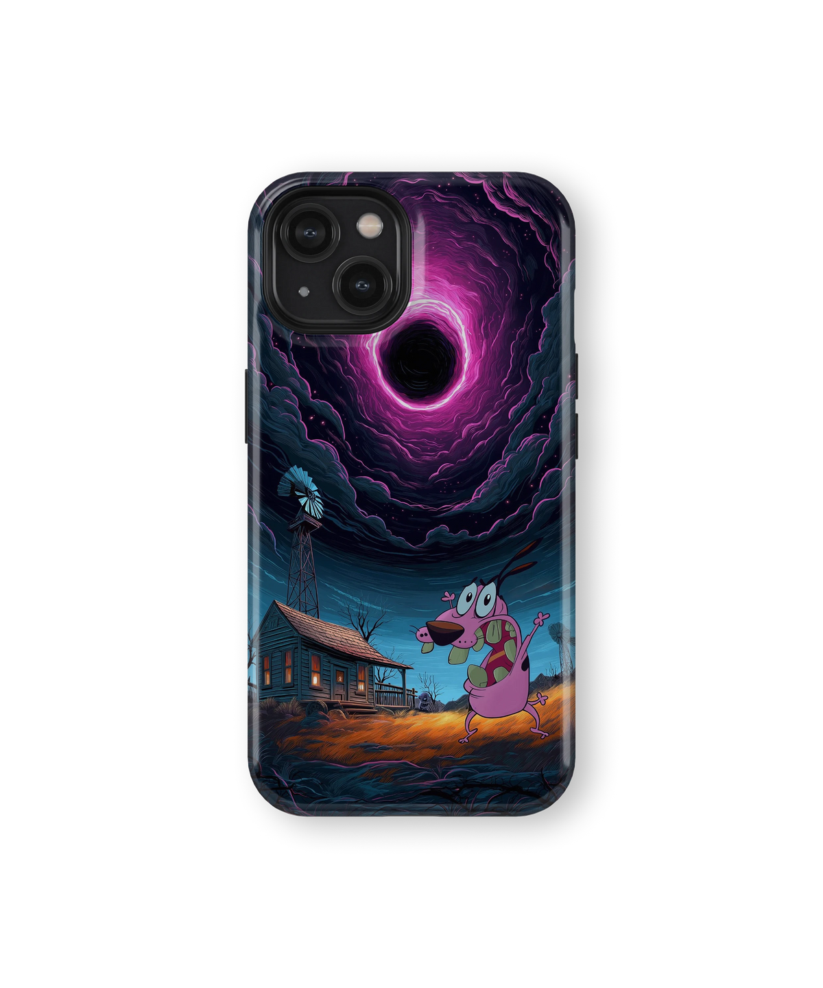 Coque iPhone Courage – Design Vortex Rose | Courage le chien froussard