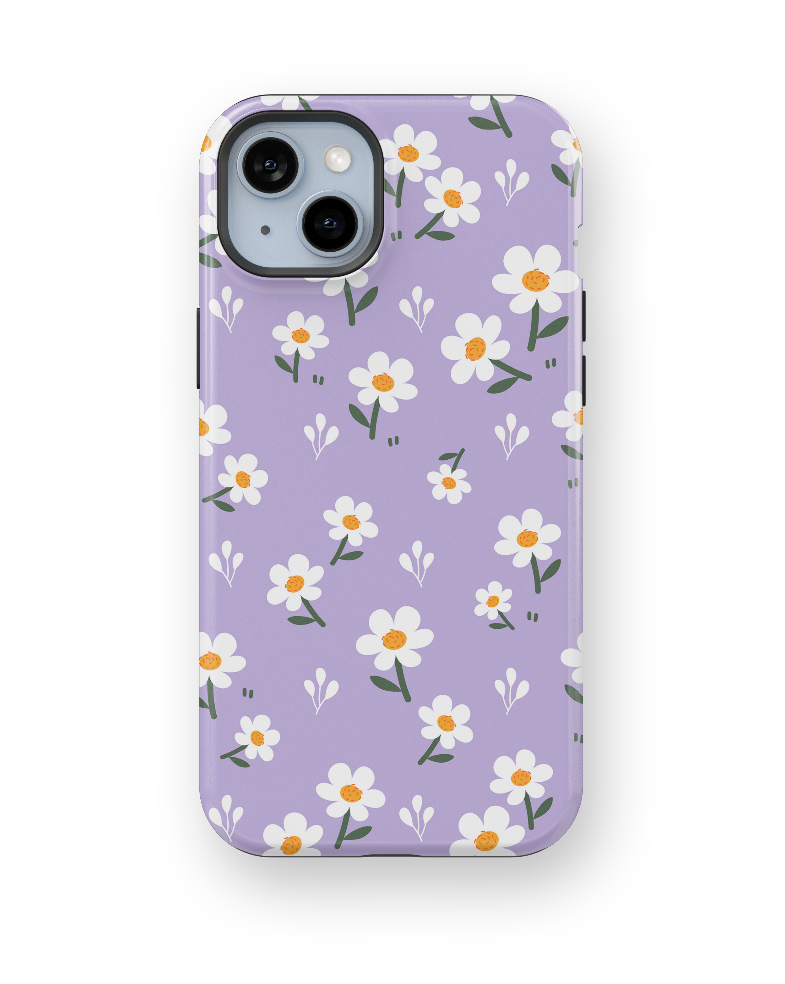 Coque iPhone – Design Marguerites sur Fond Violet